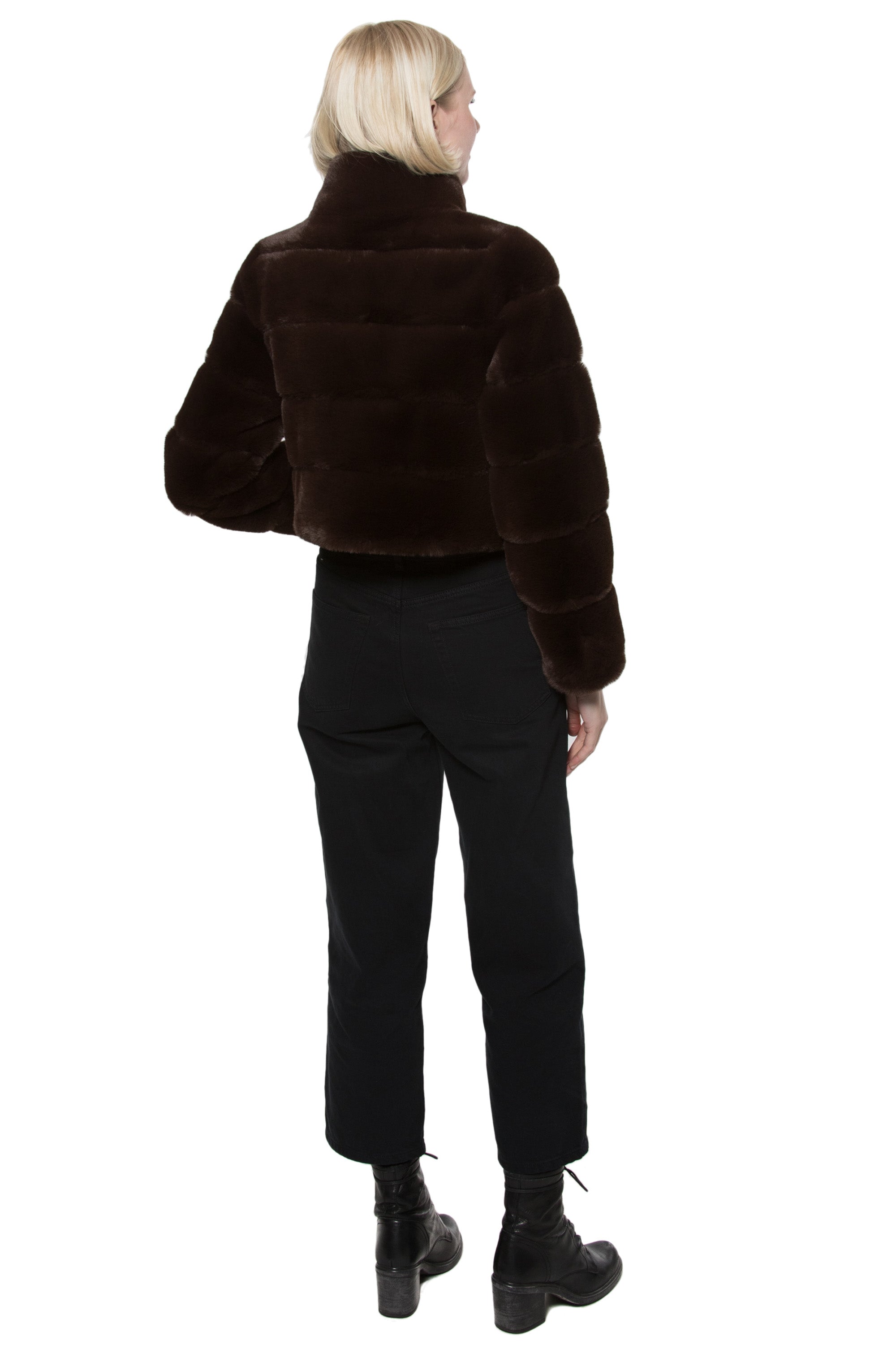 DEVON - Short Faux Rex Fur Jacket