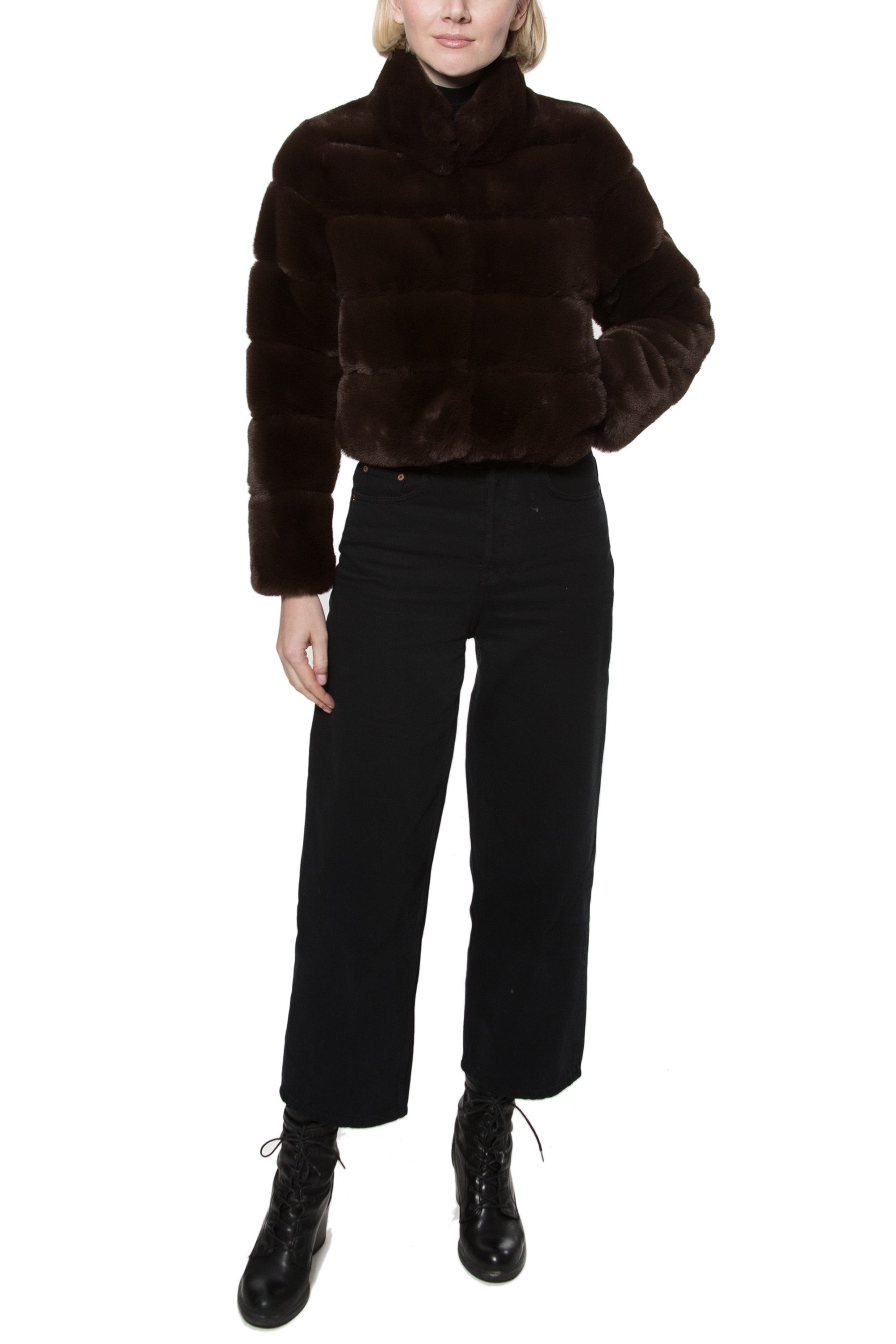 DEVON - Short Faux Rex Fur Jacket