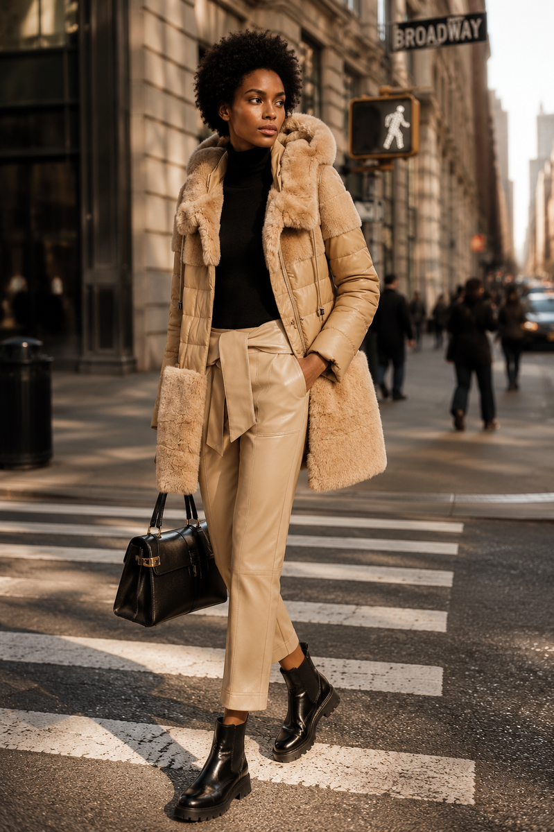 ERIKA - Faux Fur Belted Down Jacket