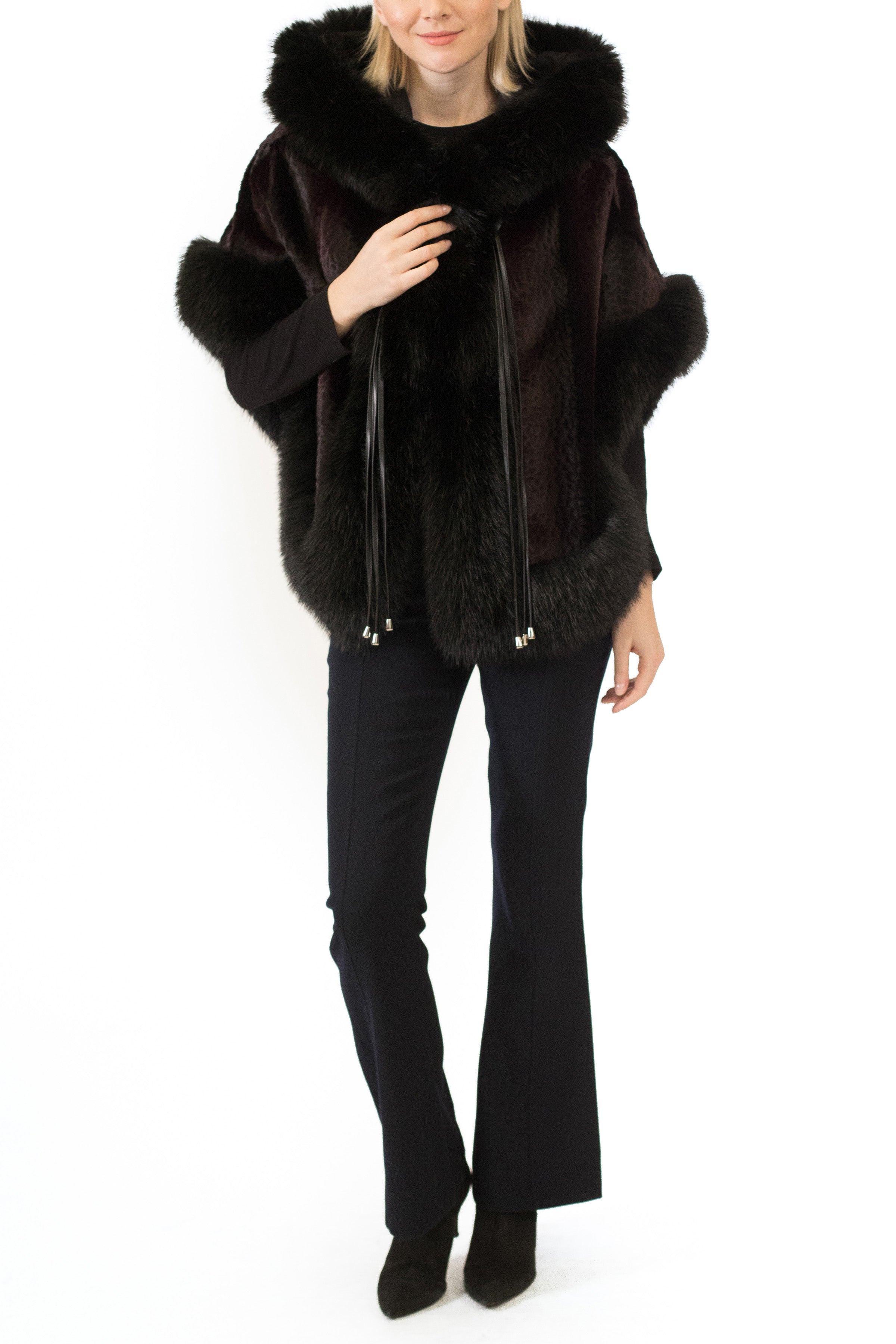 ANTOINE - Hooded Faux Fur Cape