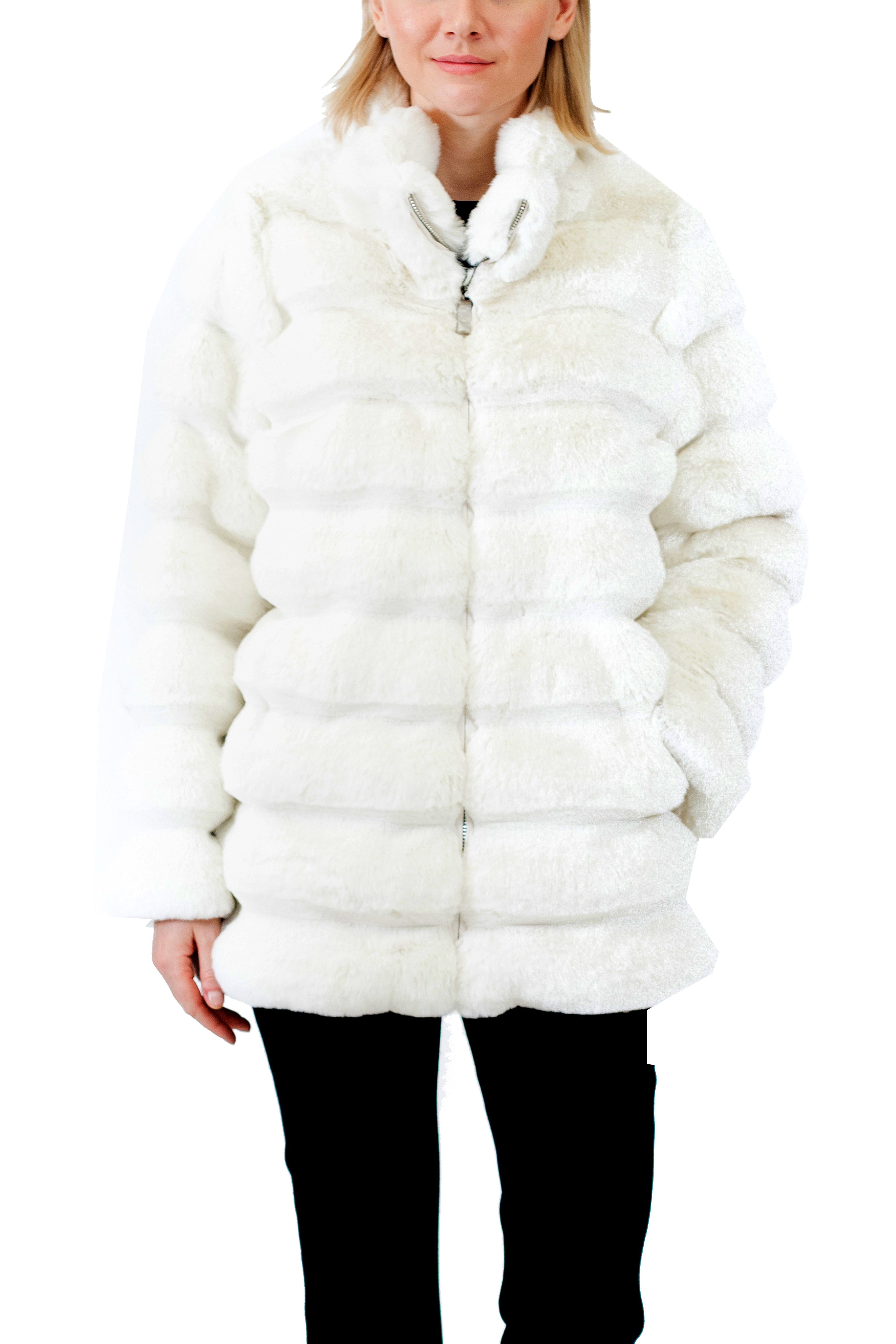 Cinque- Channeled Faux Fur Jacket