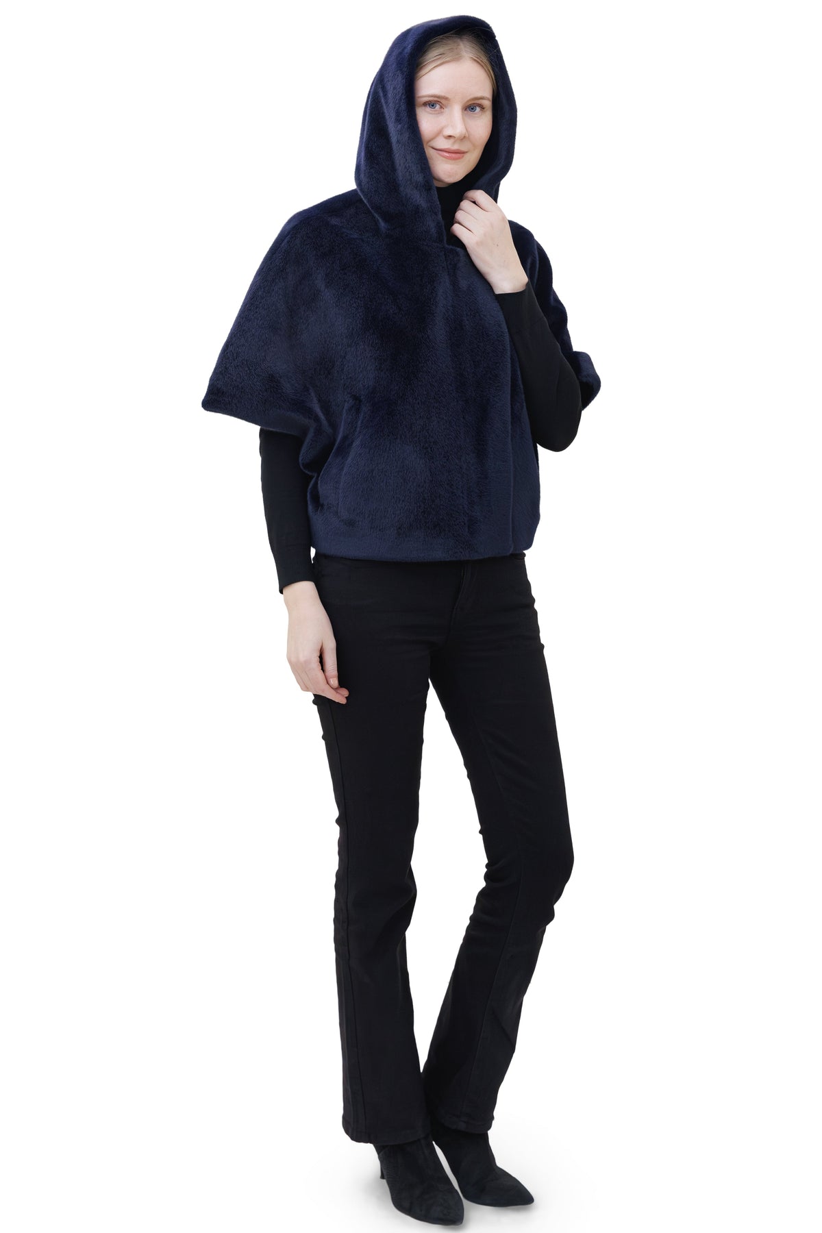 Seville- Hooded Faux Mink Cape