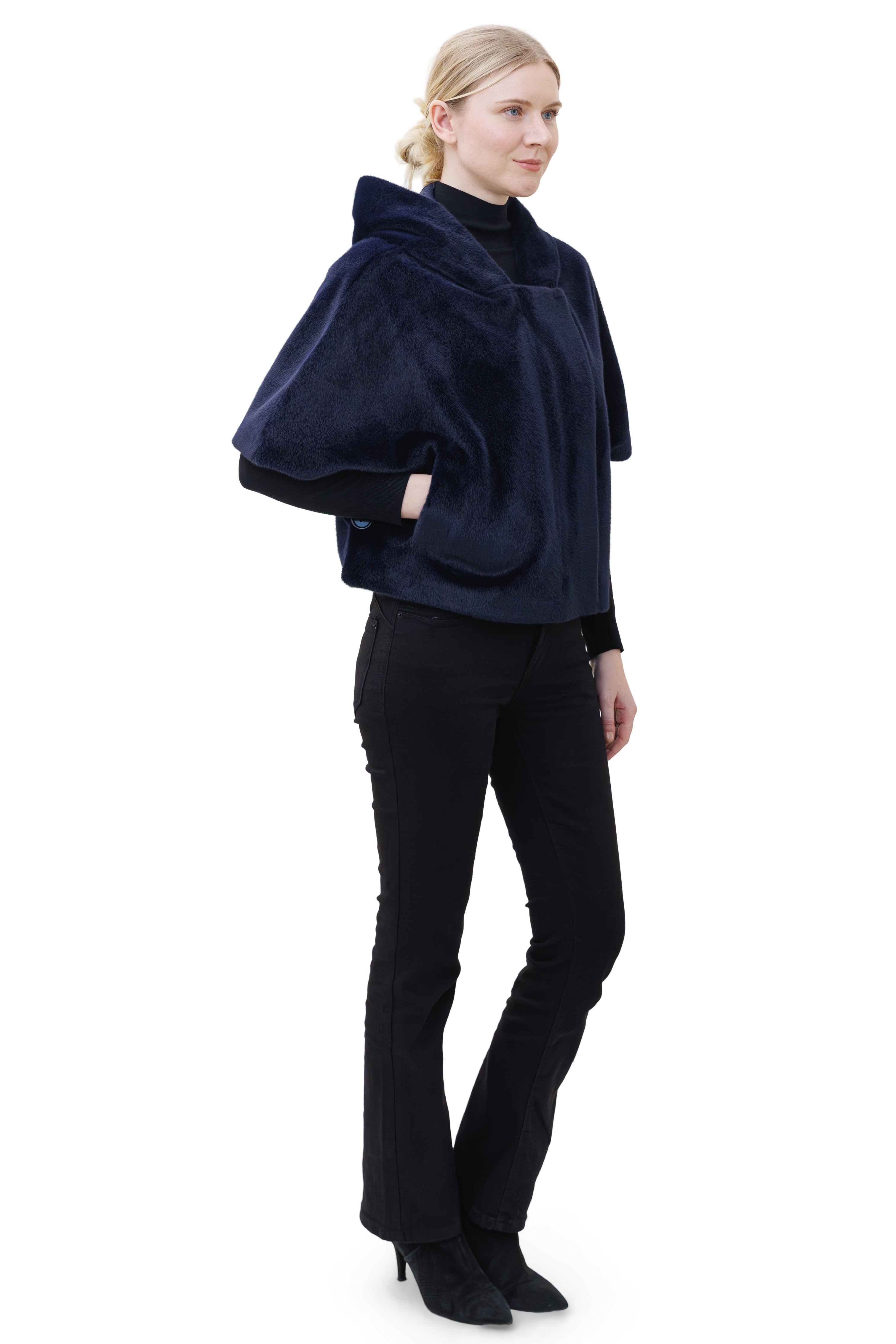 Seville- Hooded Faux Mink Cape