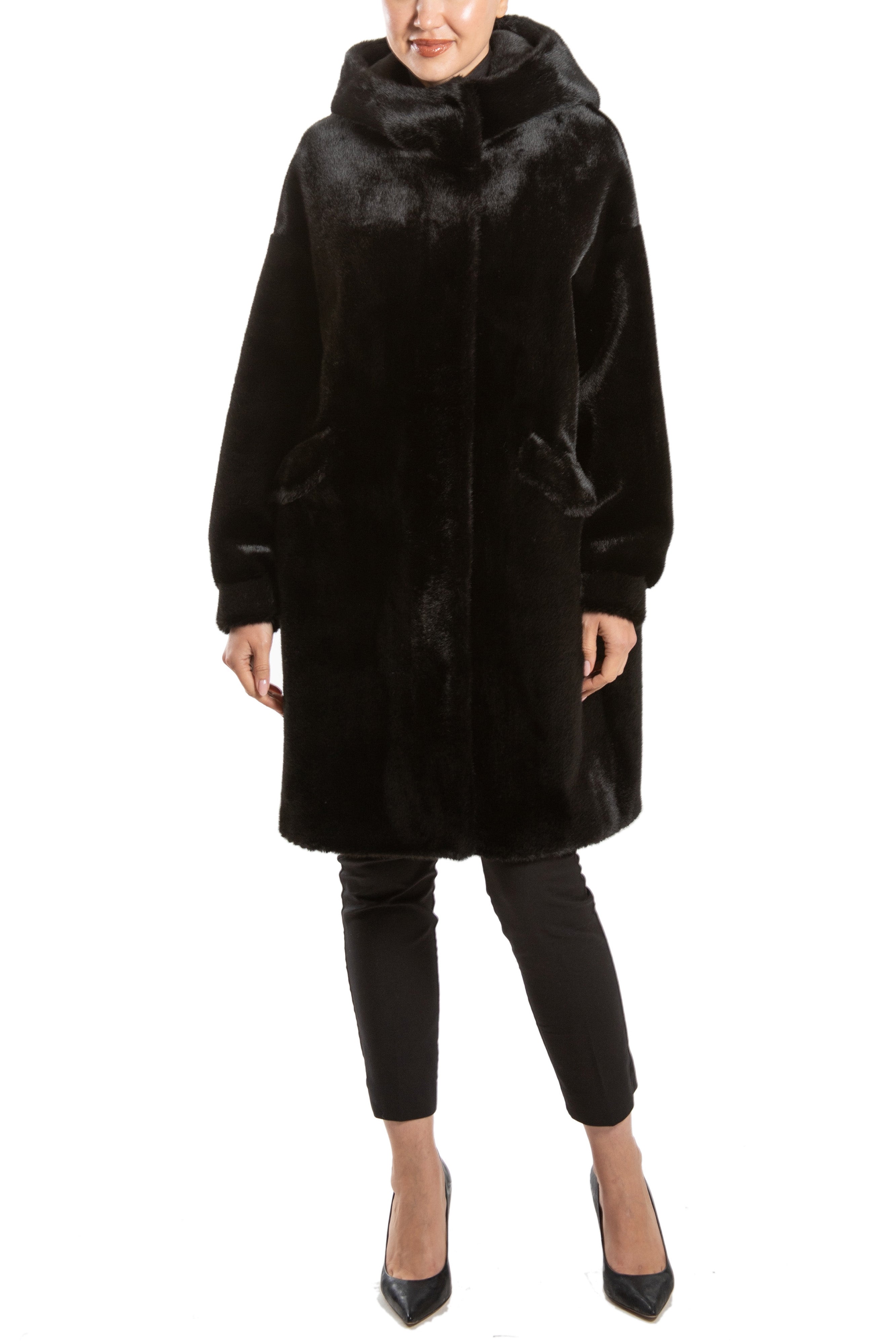 RIGA - Faux Mink Hooded Coat