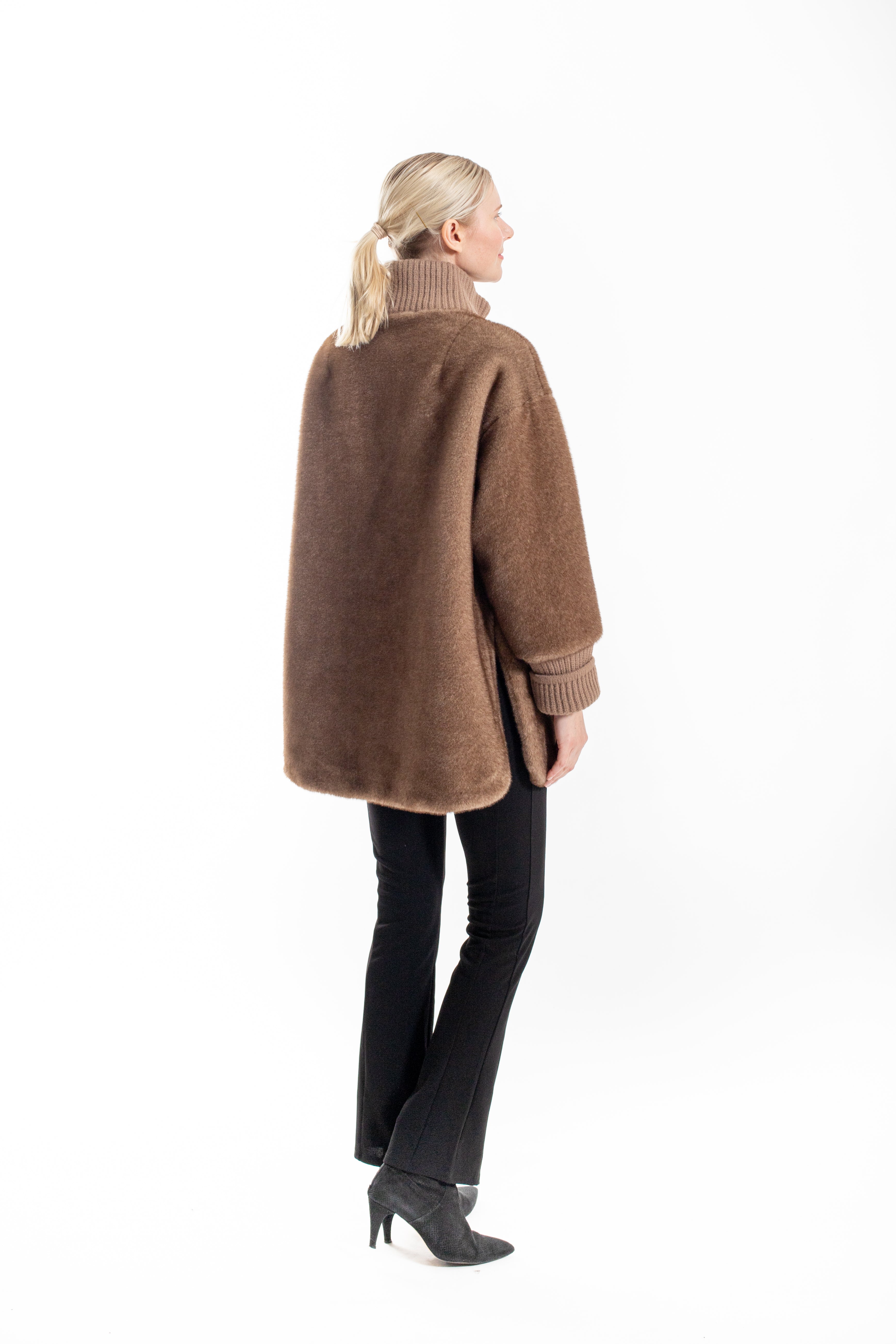 Bacharach- Faux mink coat with wool blend knit