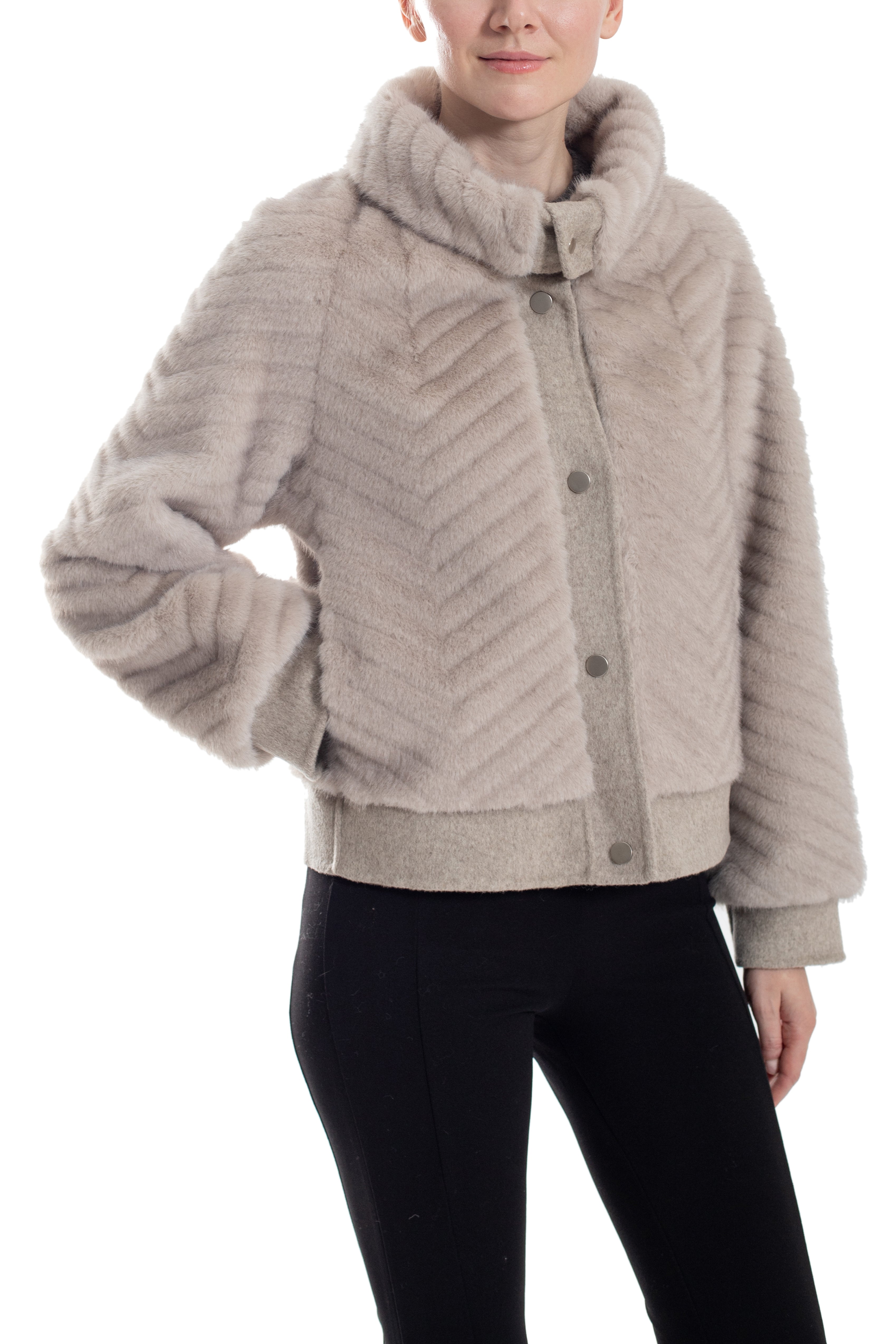 Whitby - Faux Mink Chevron Jacket
