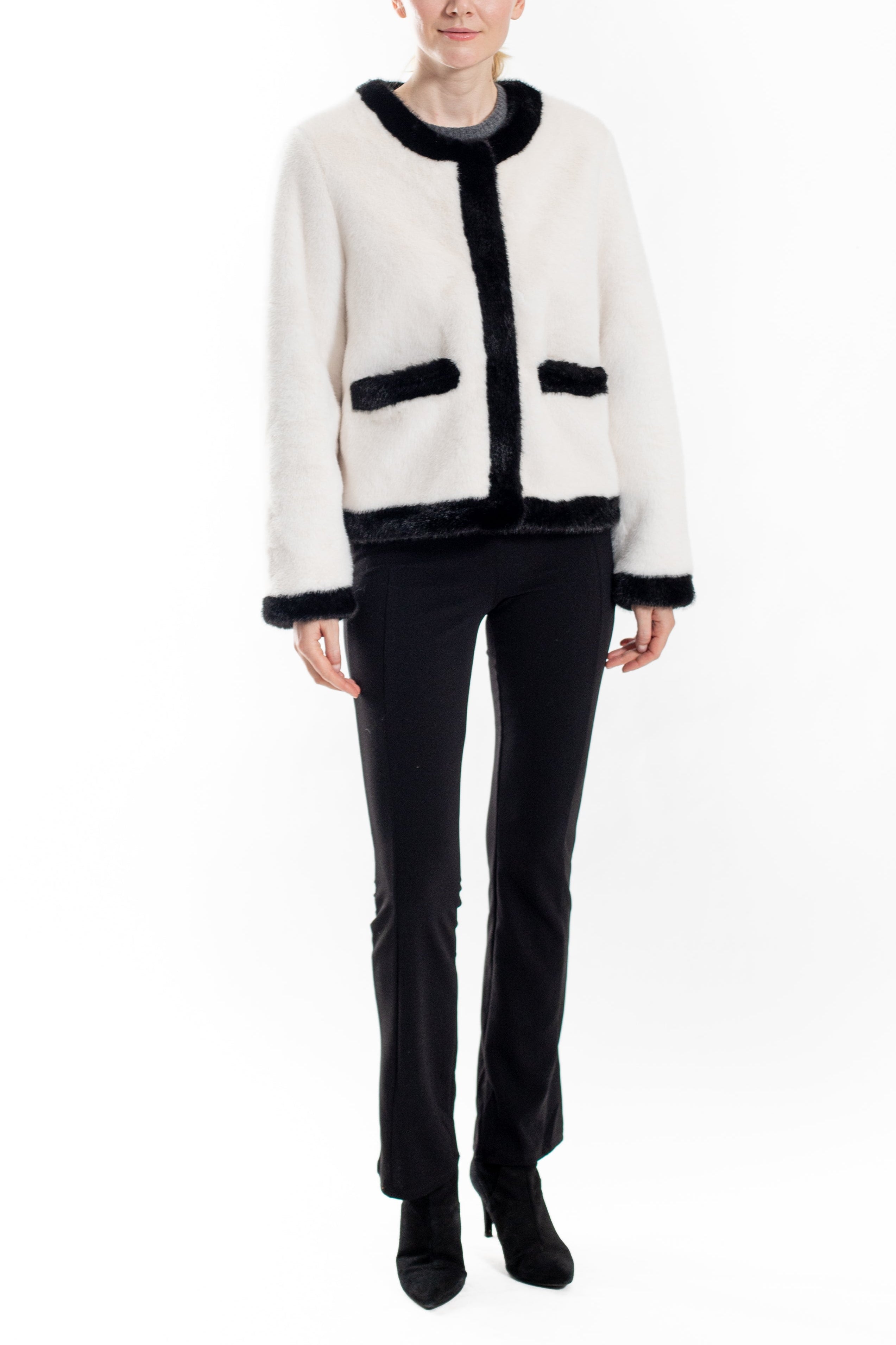 Maplewood - Faux Mink Contrast-Trim Jacket