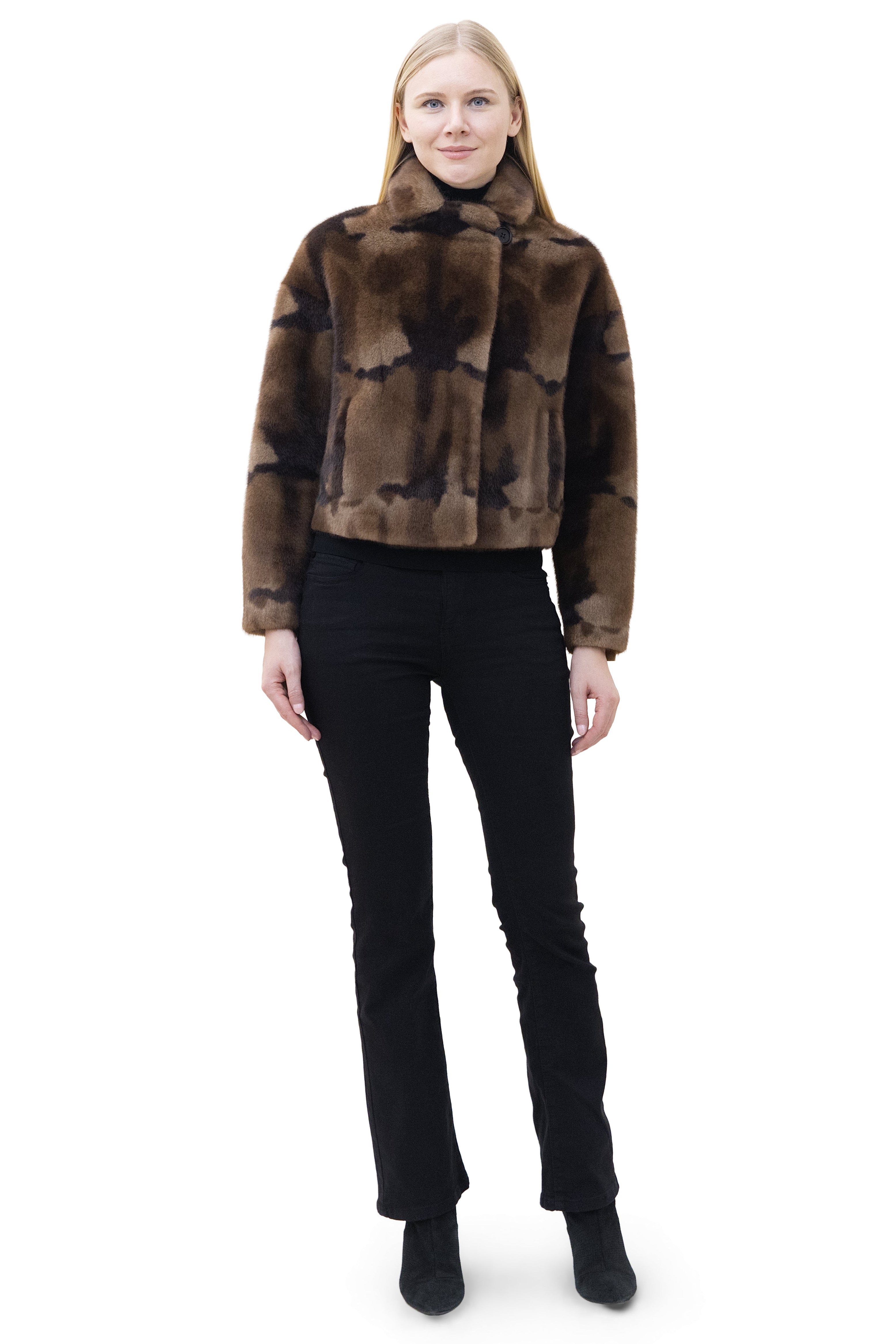 Interlaken- Short Faux Mink Camo Jacket