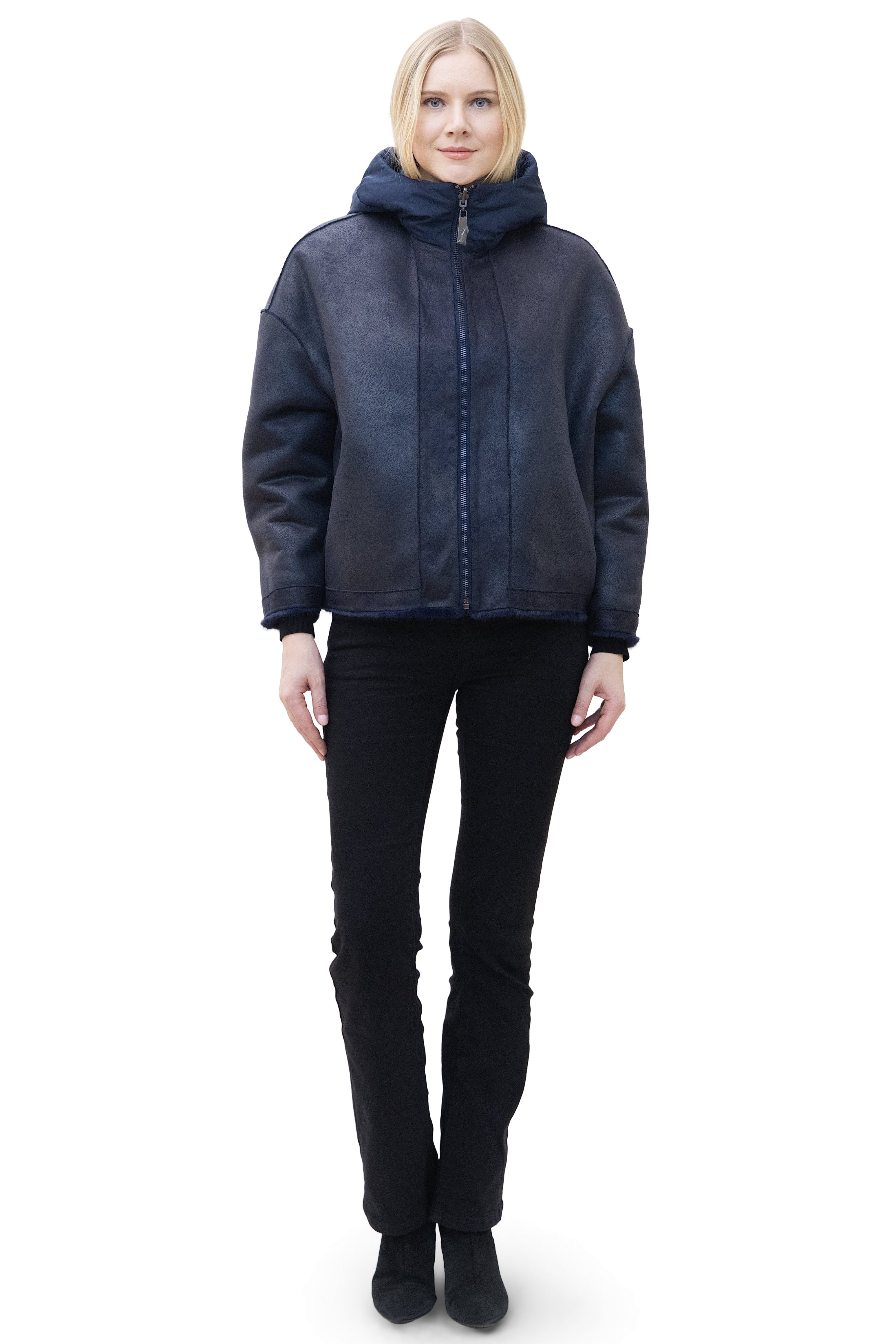 Andermatt- Reversible Faux Mink Bomber Jacket with Puffer Hood