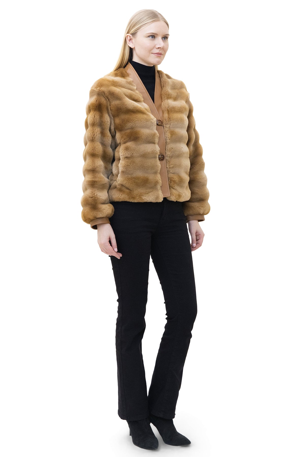 Bern- Faux Fur Cardigan Jacket with Cashmere Trim