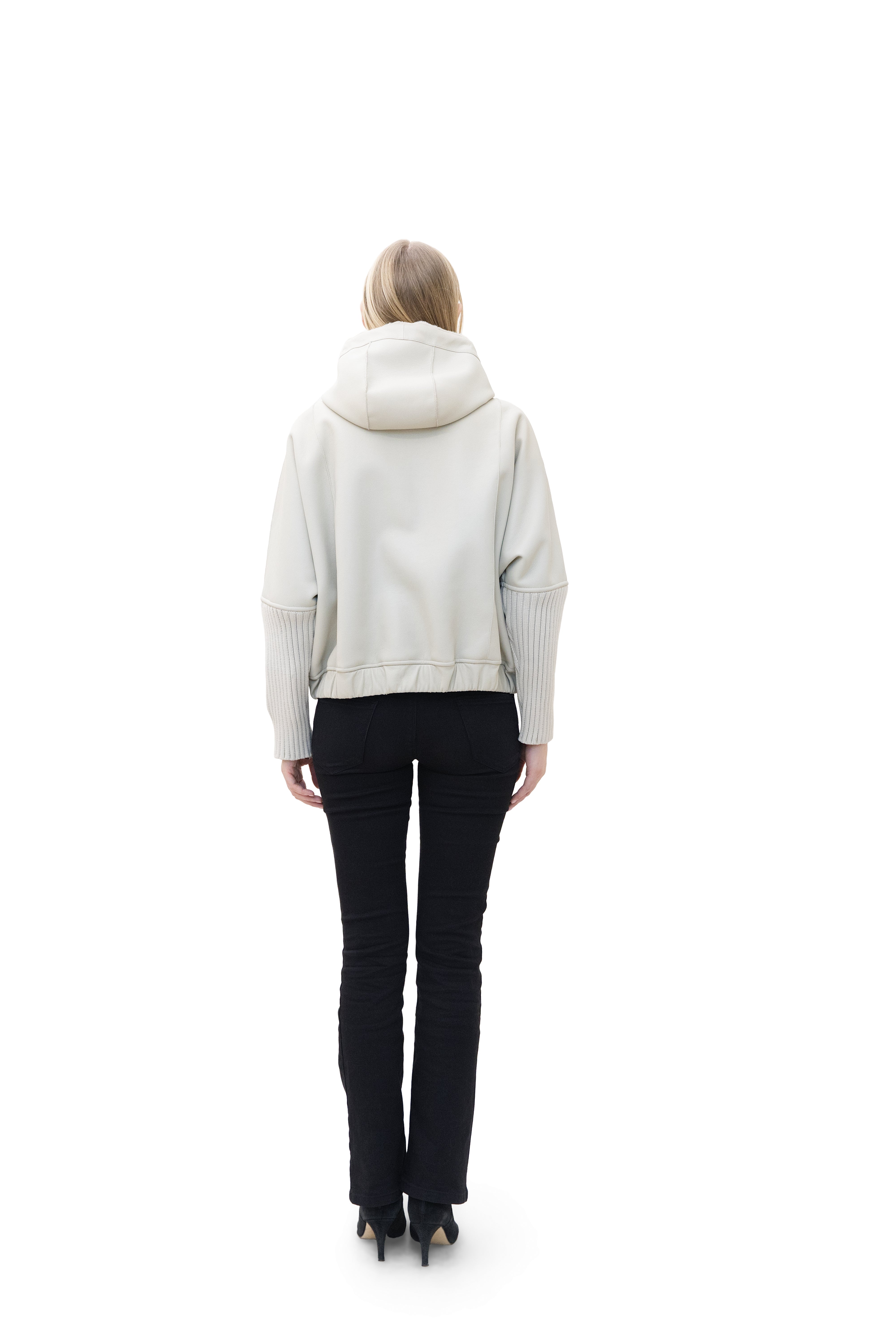 Monaco- Reversible Hooded Faux Fur Bomber Jacket with Ribbed Knit Sleeves