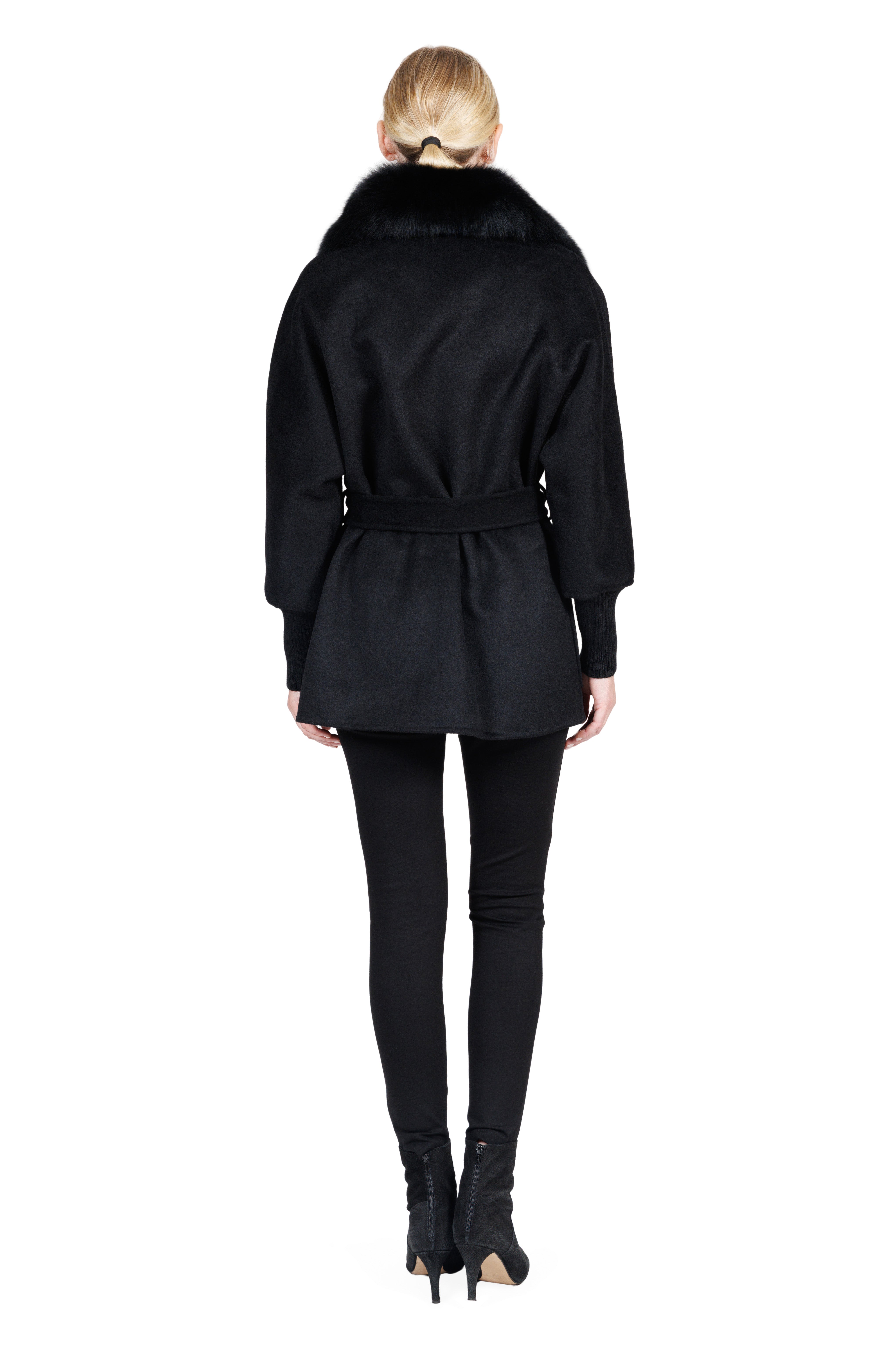 Fairview - Double-Faced Cashmere Belted Coat with Faux Fox Collar