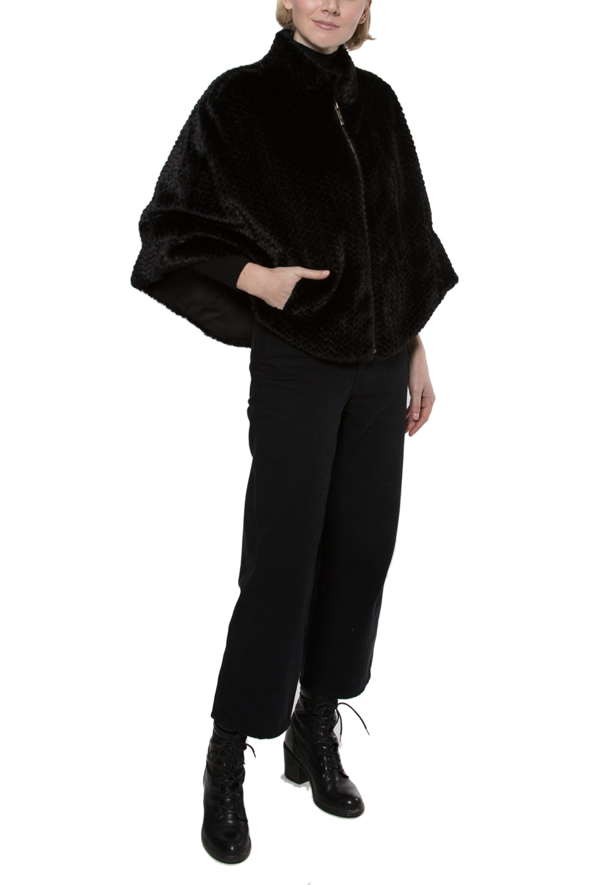 COLETTE - Faux Fur Herringbone Cape