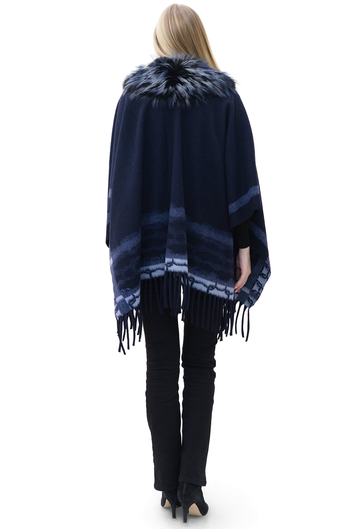 Montauk- Faux Fur-Trim & Wool-Blend Wrap