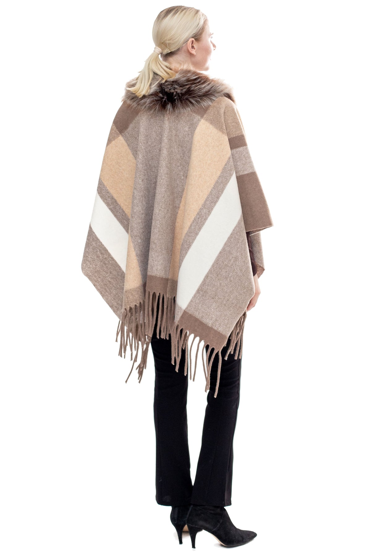 Montauk- Faux Fur-Trim & Wool-Blend Wrap