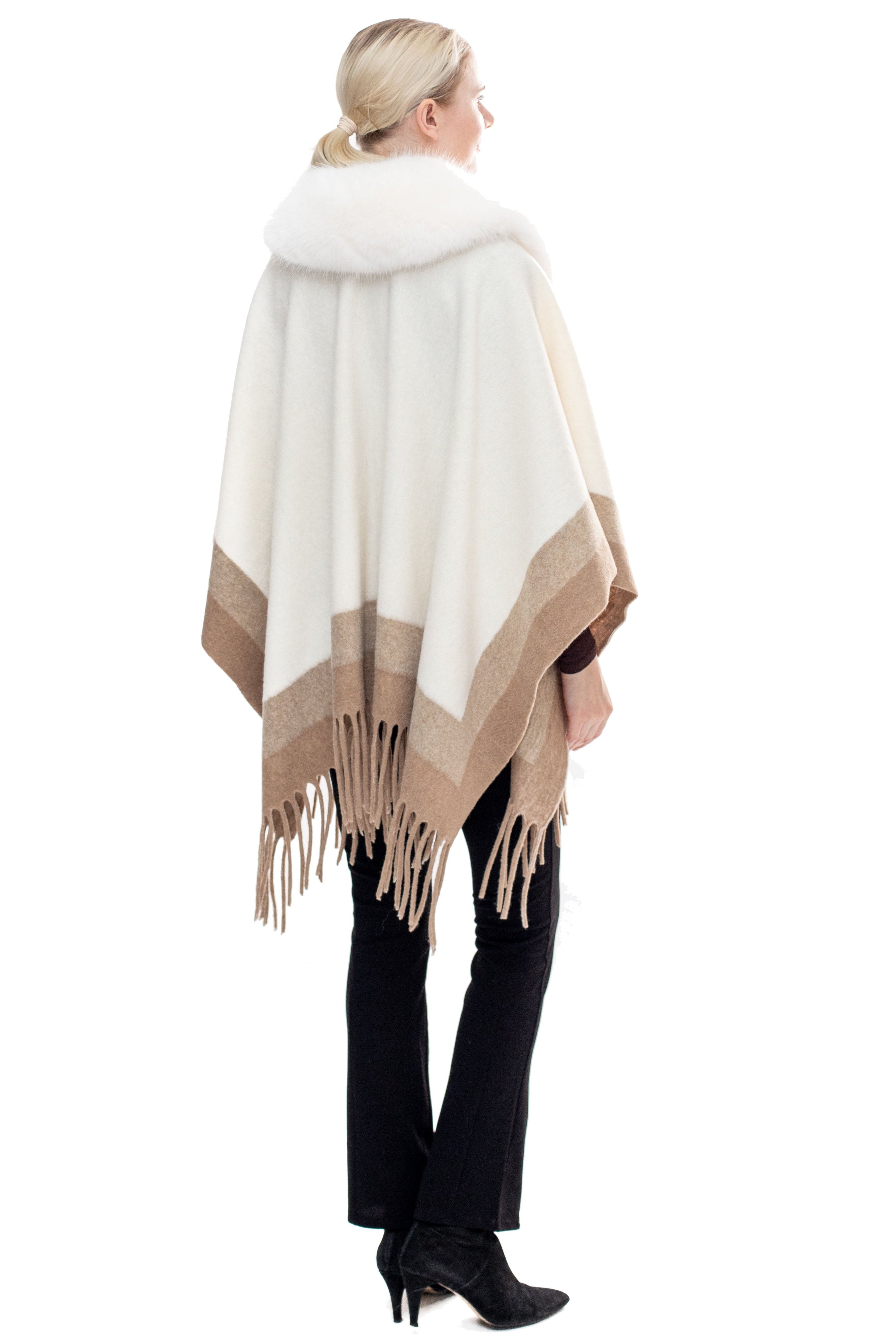 Montauk- Faux Fur-Trim & Wool-Blend Wrap