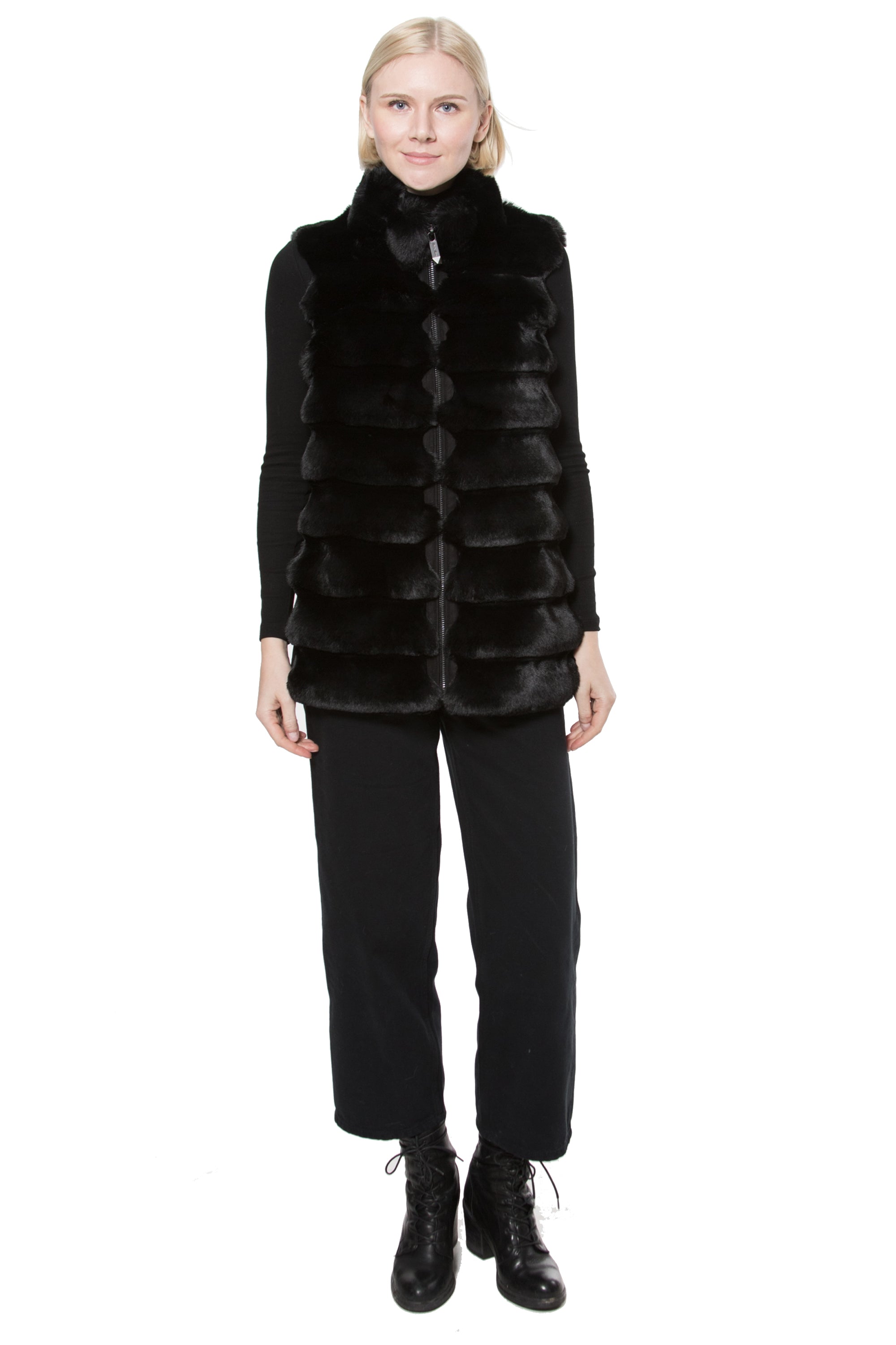 ÉLODIE - Bevel Faux Fur Puffer Vest