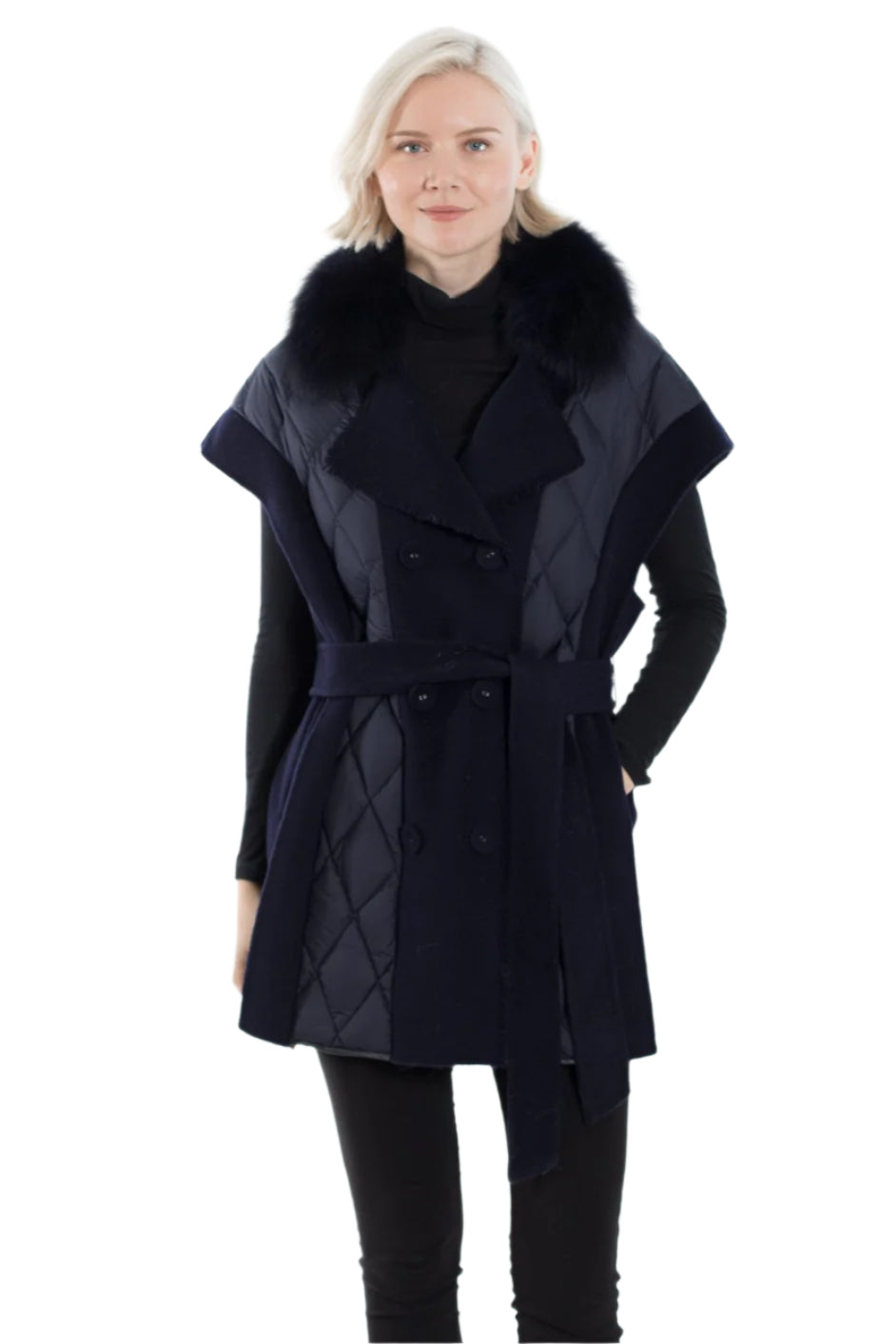 Over-Sized Shoulder Faux Fur Vest with Belt