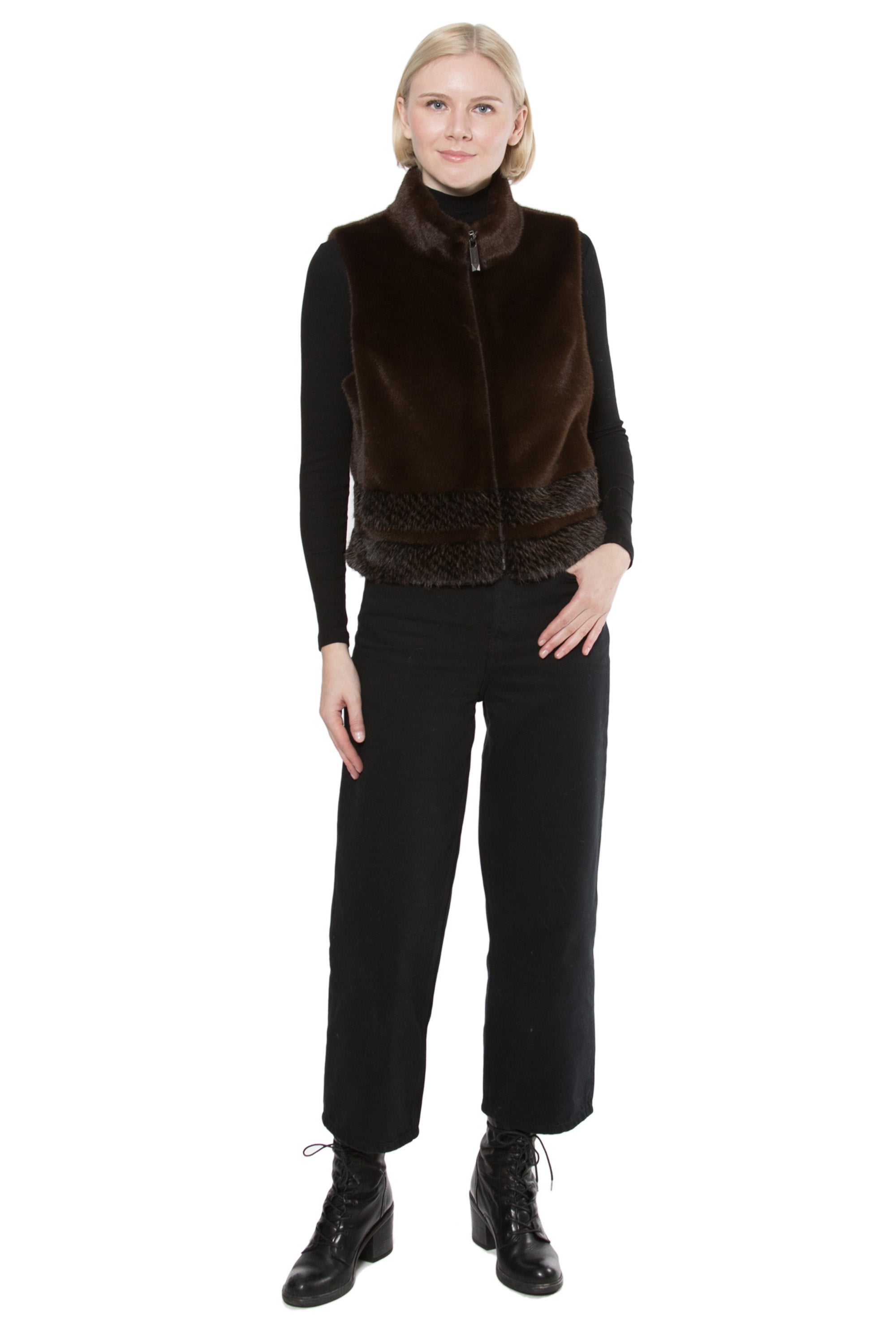 Two-Tone Faux Fur Vest