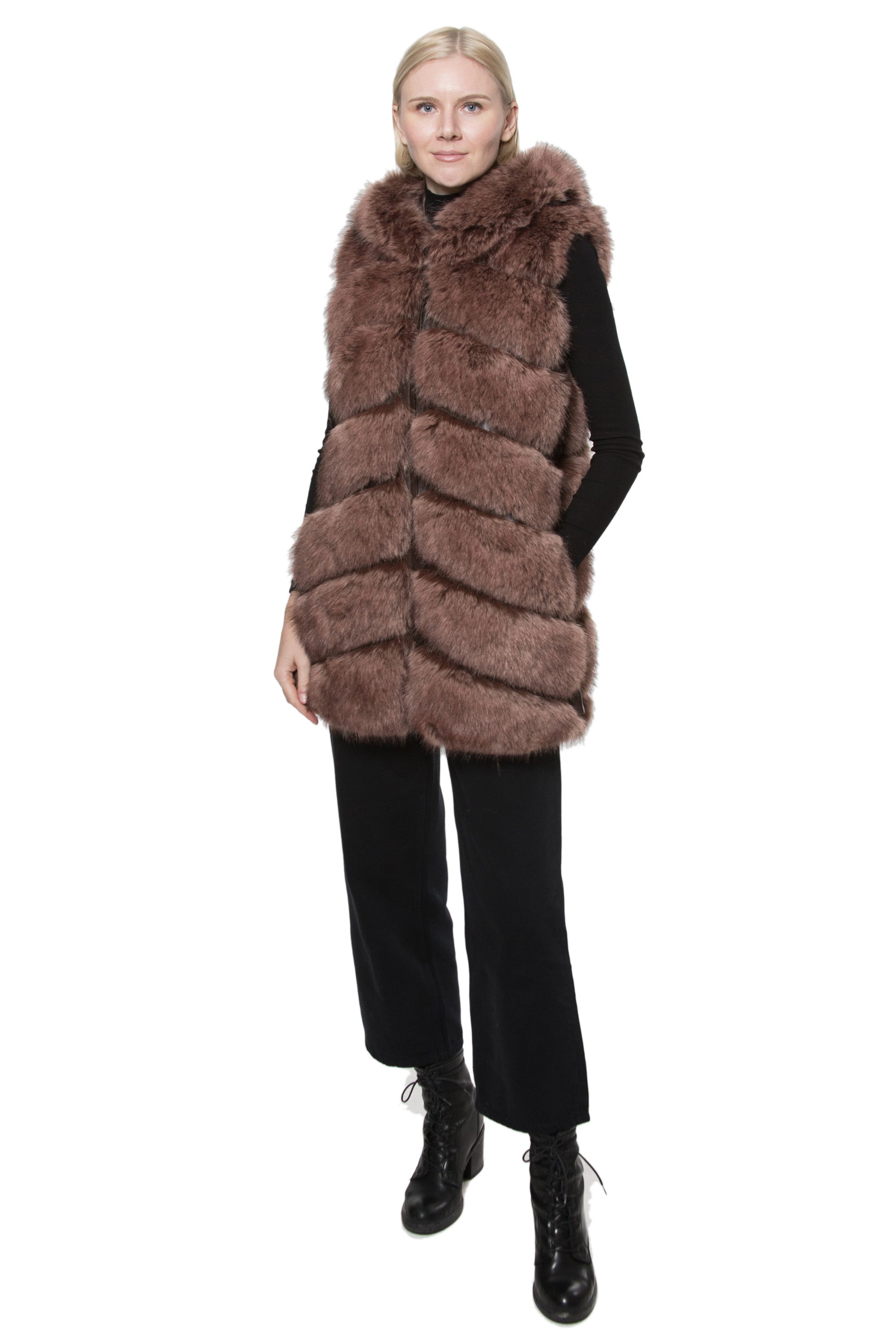 HAVANA - Chevron Fur Vest