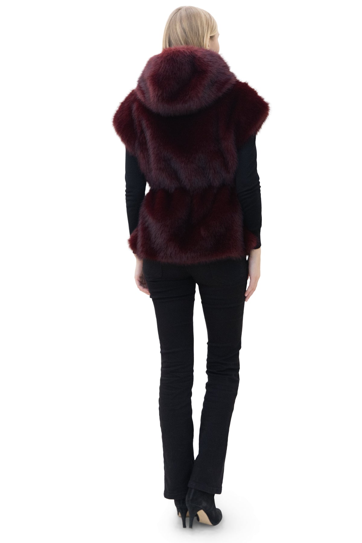 Hydra- Faux Fox Hooded Drawstring Vest