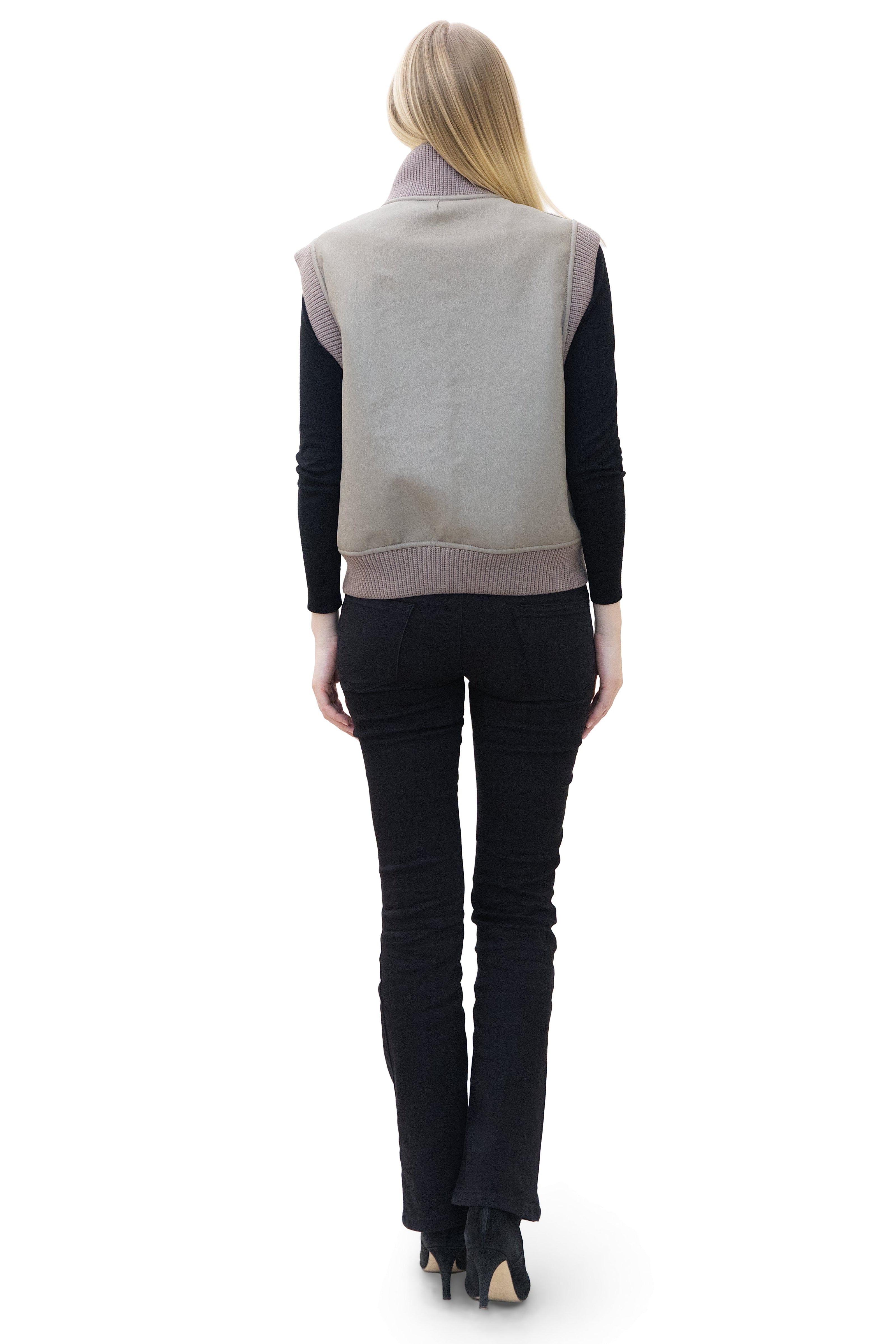 Locarno- Reversible Faux Lamb Shearling Vest with Knit Trim