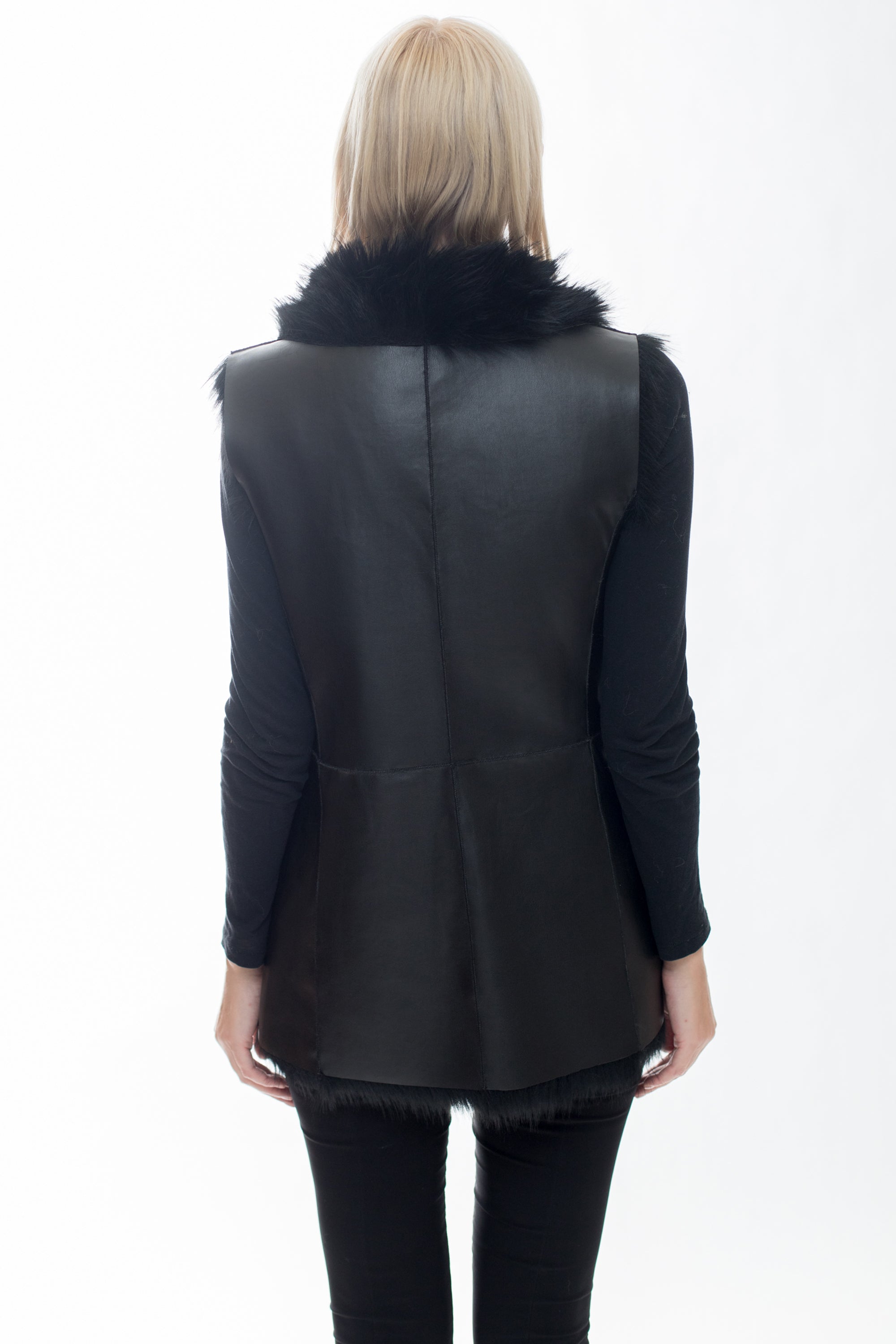 VERONA - Open Front Reversible Faux Shearling Vest