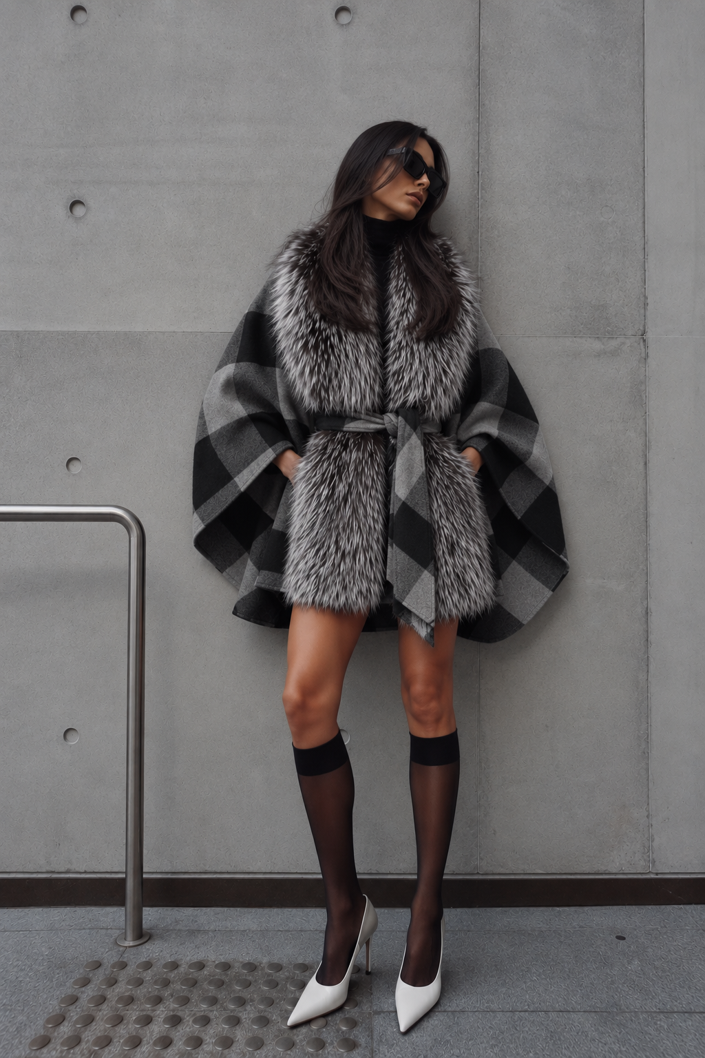 NORA - Cashmere Blend Belted Cape