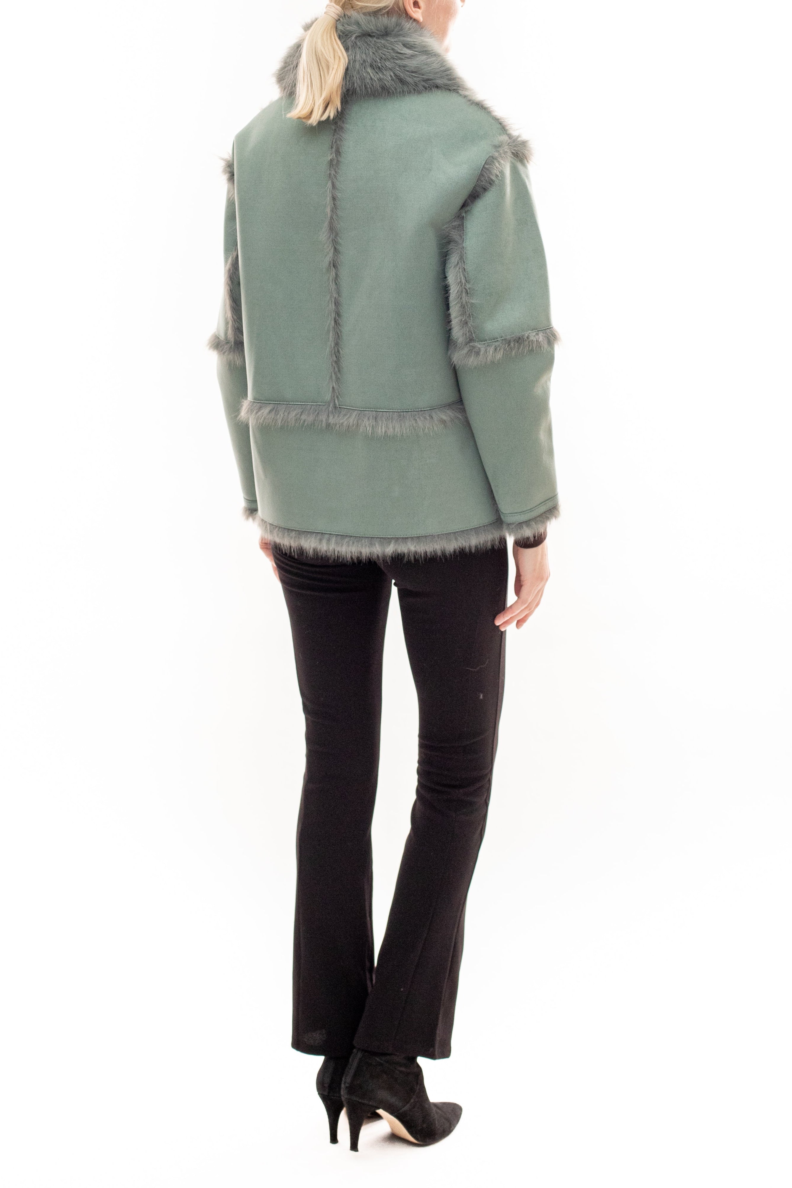 ANNECY - Faux Toscana Shearling & Faux Suede Zip Jacket