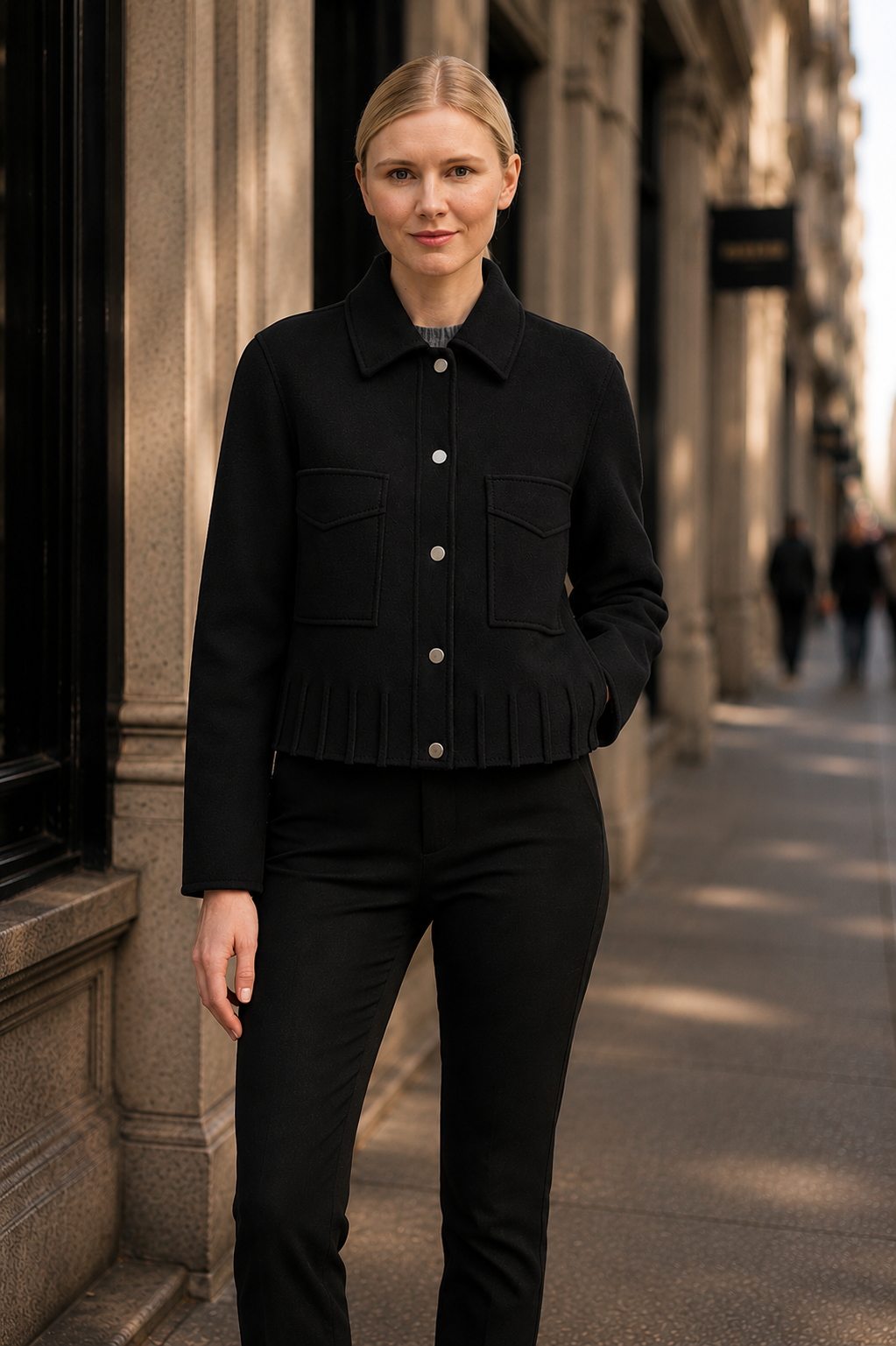 Odense- Cashmere Cropped Jacket with Detail Stitching