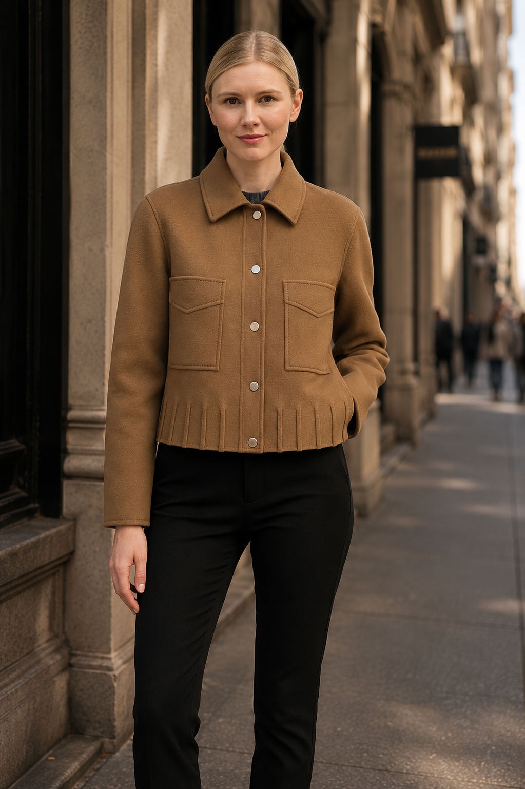 Odense- Cashmere Cropped Jacket with Detail Stitching