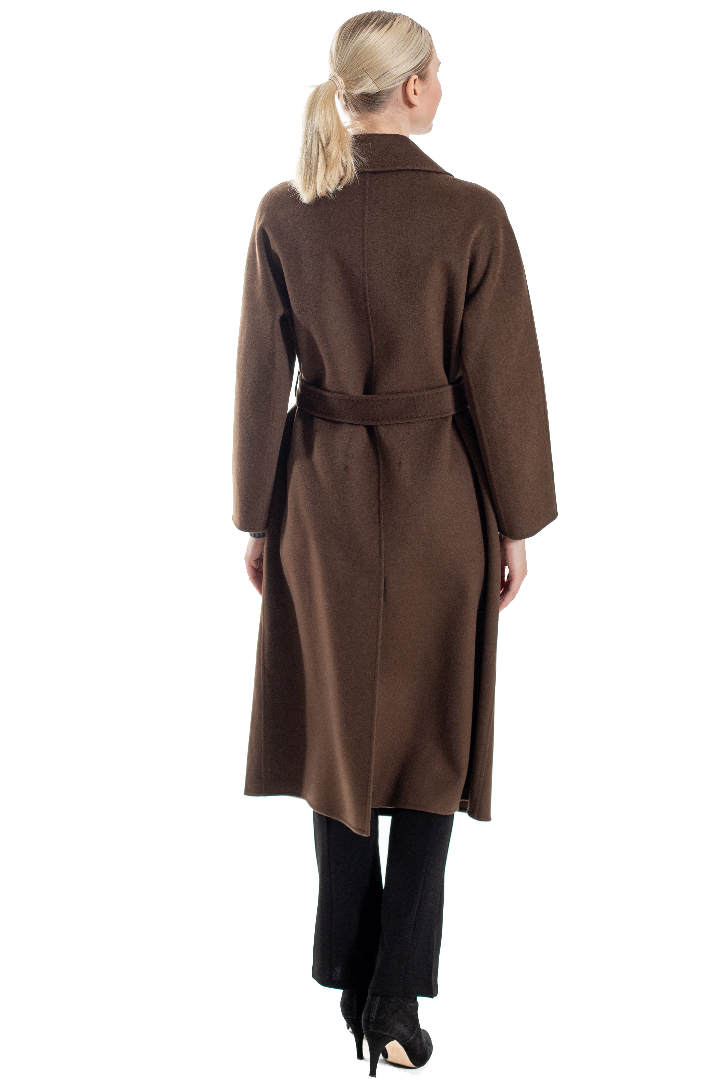 Narvik - 100% double-faced cashmere double-breasted long coat with optional belt and back slit
