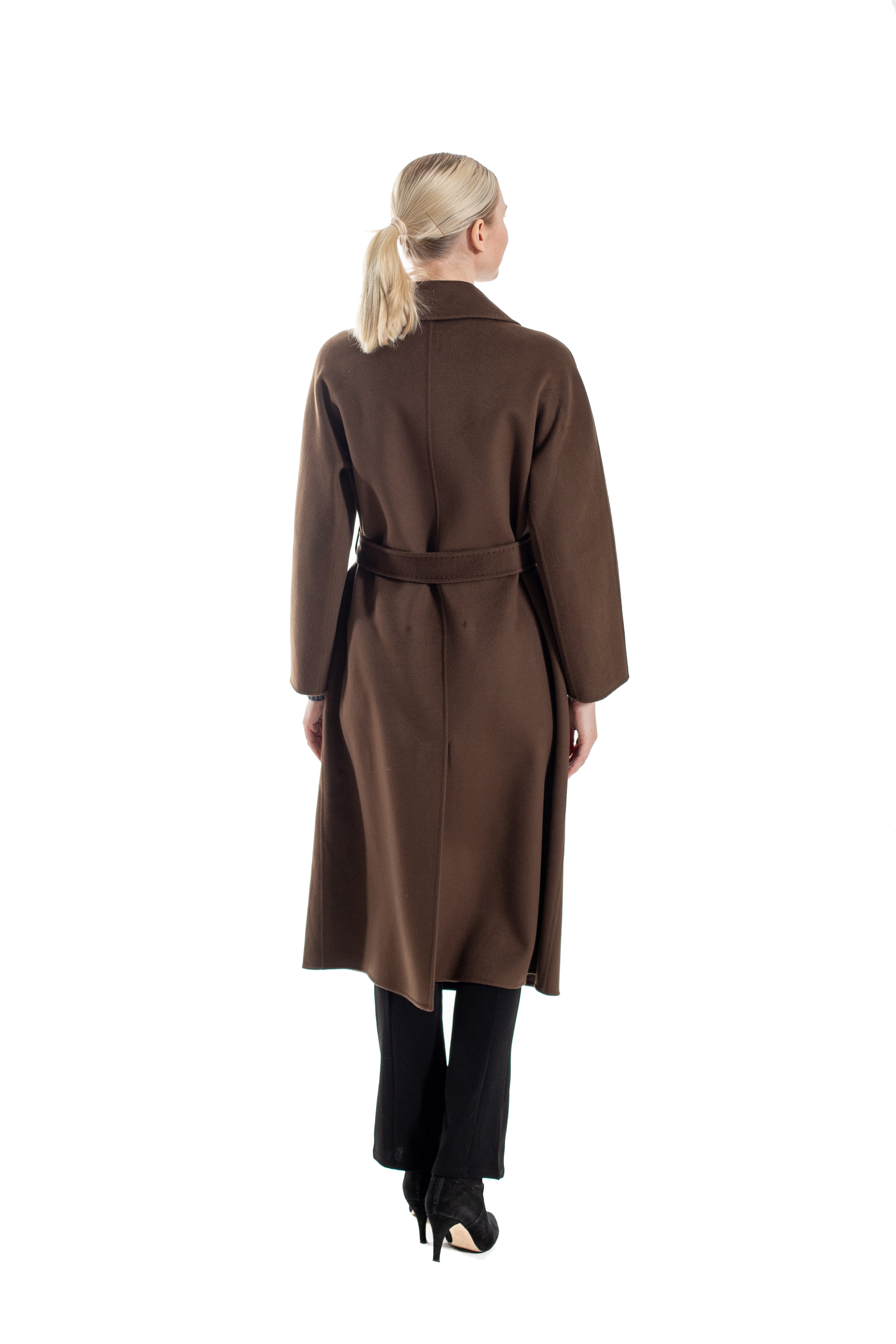Narvik - 100% double-faced cashmere double-breasted long coat with optional belt and back slit