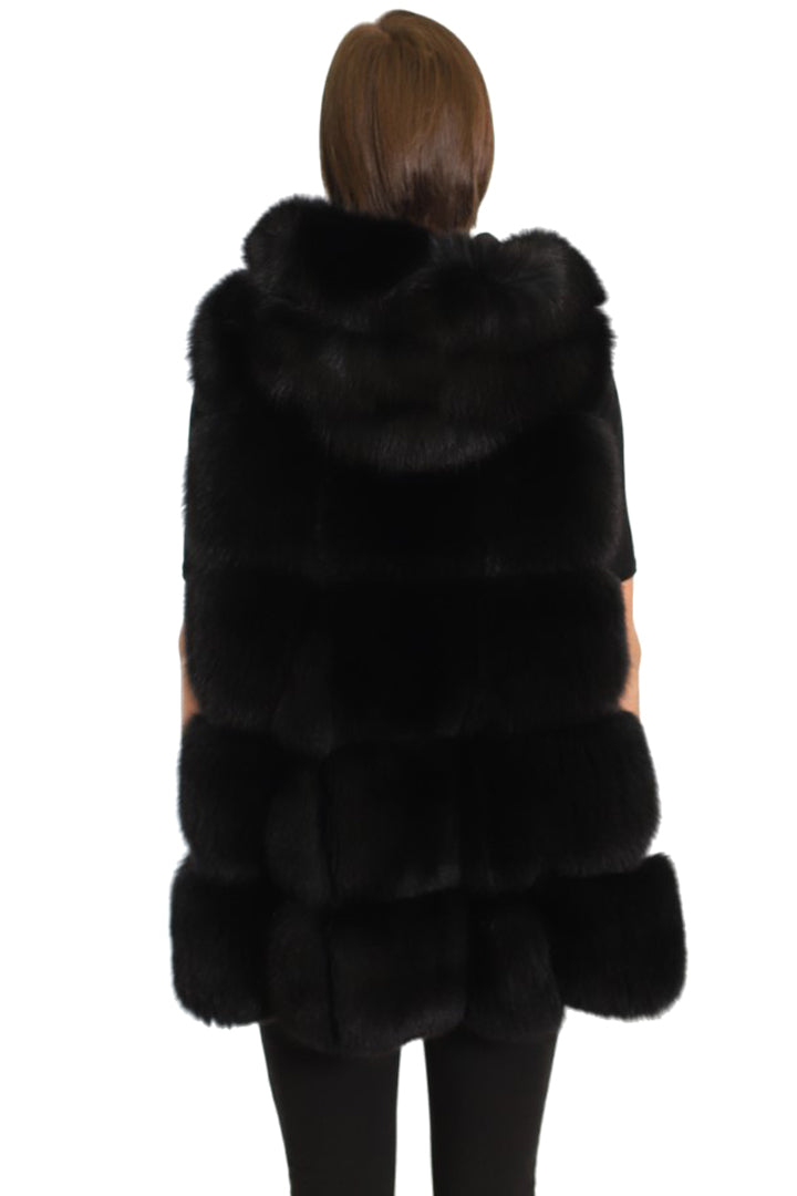 Ravello- Oversized fox vest with leather