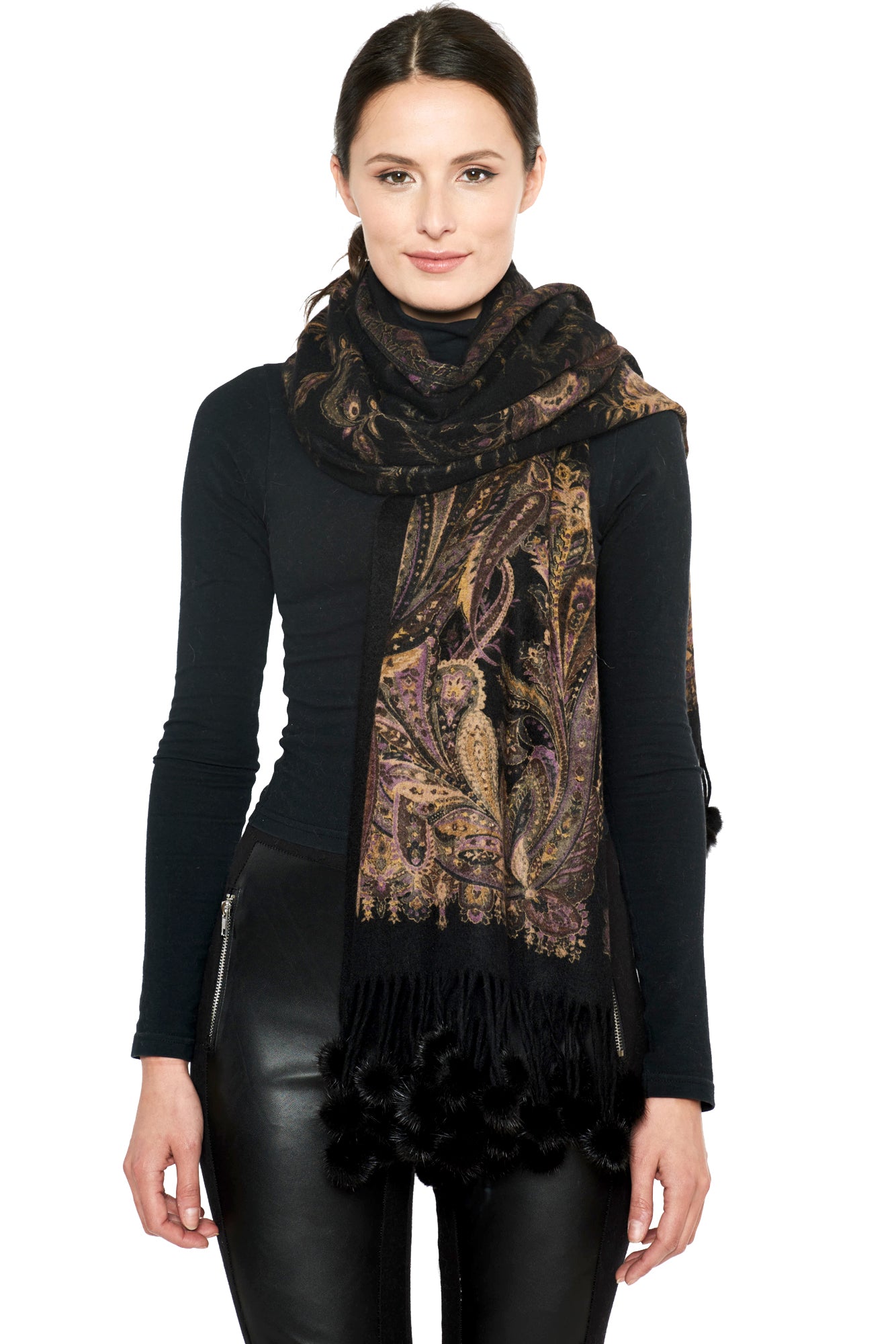 Dax - Double-Sided 100% Cashmere Wrap with Rex Trim
