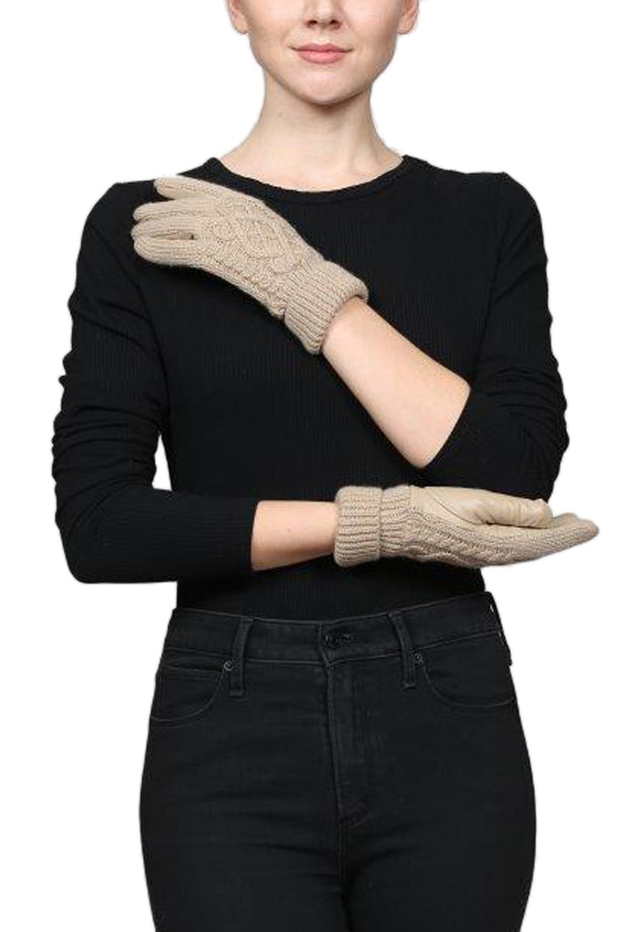 FRASER - Short Wool Knit Leather Gloves