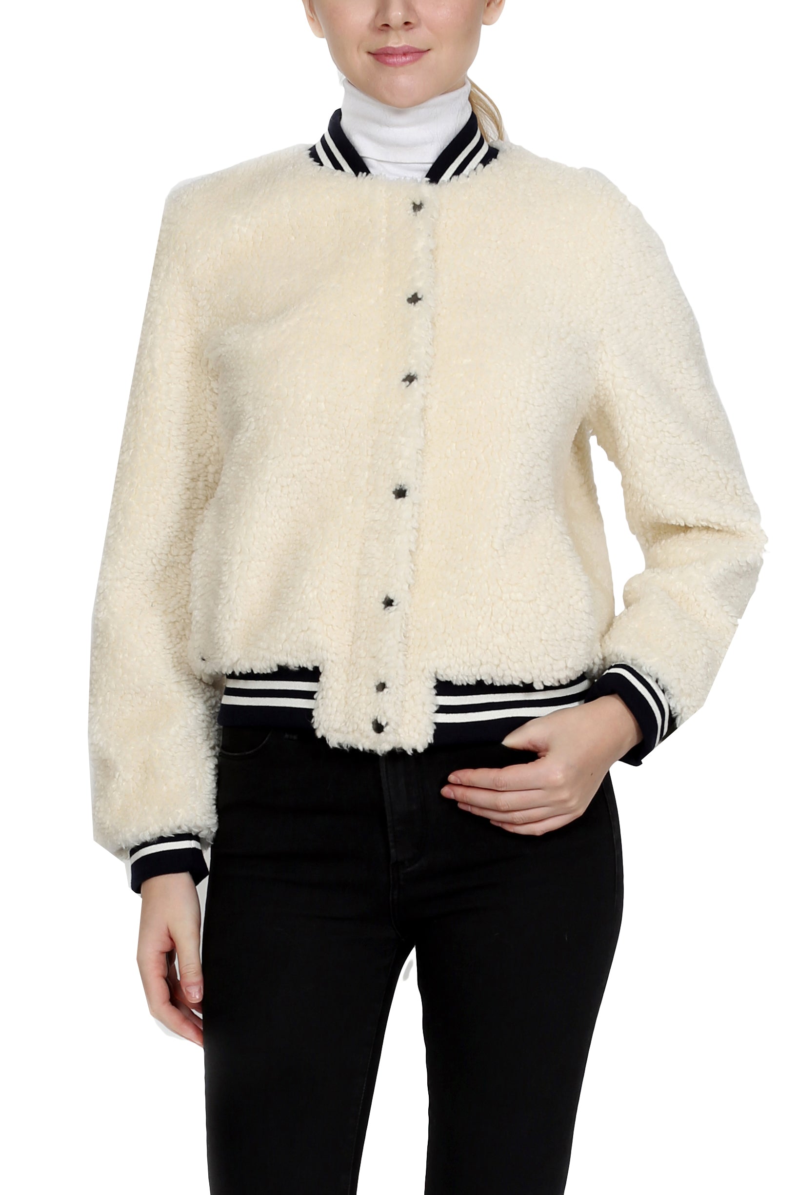 Angers - Lamb fur baseball jacket