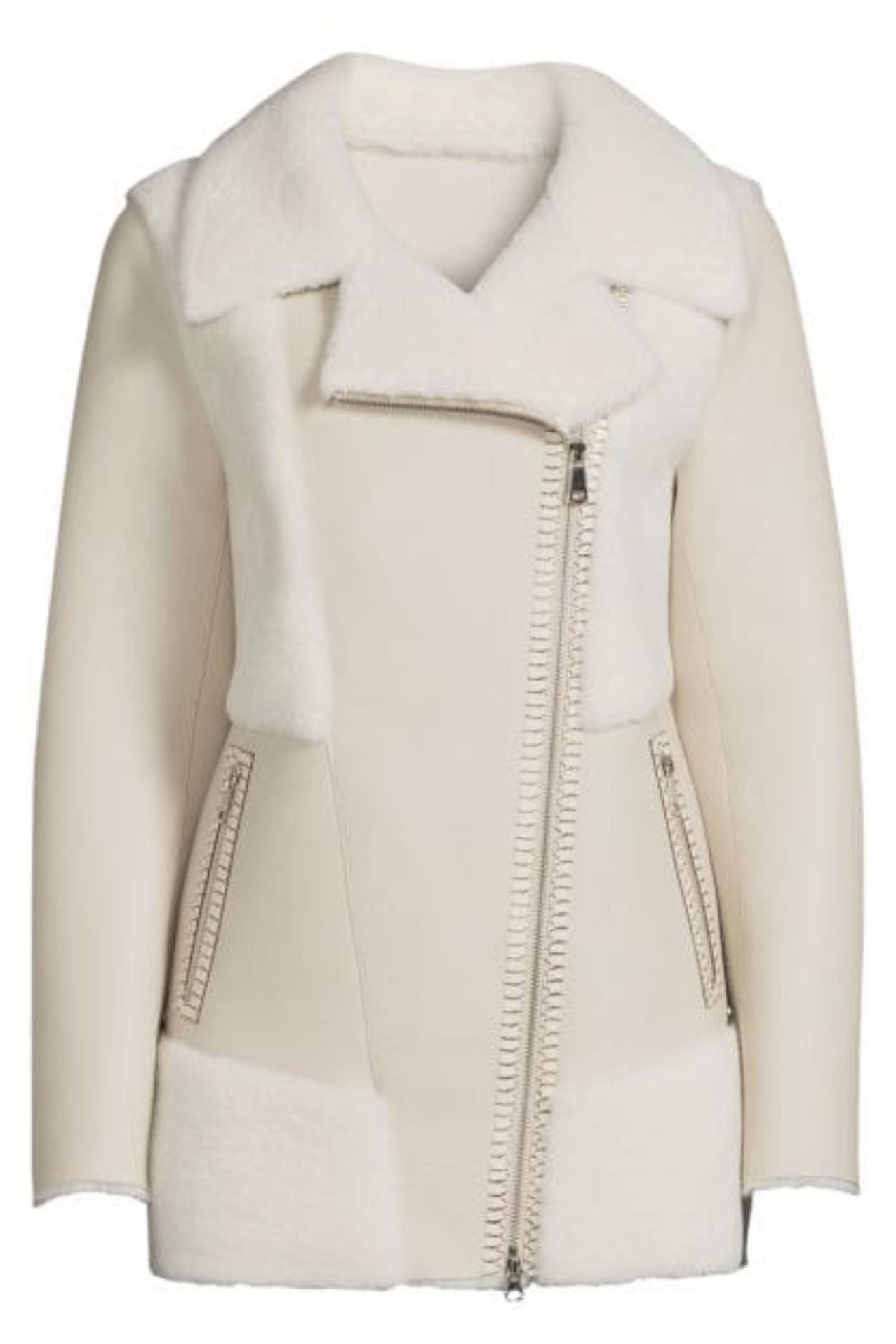 NICE - Faux Shearling & Faux Leather Moto Jacket