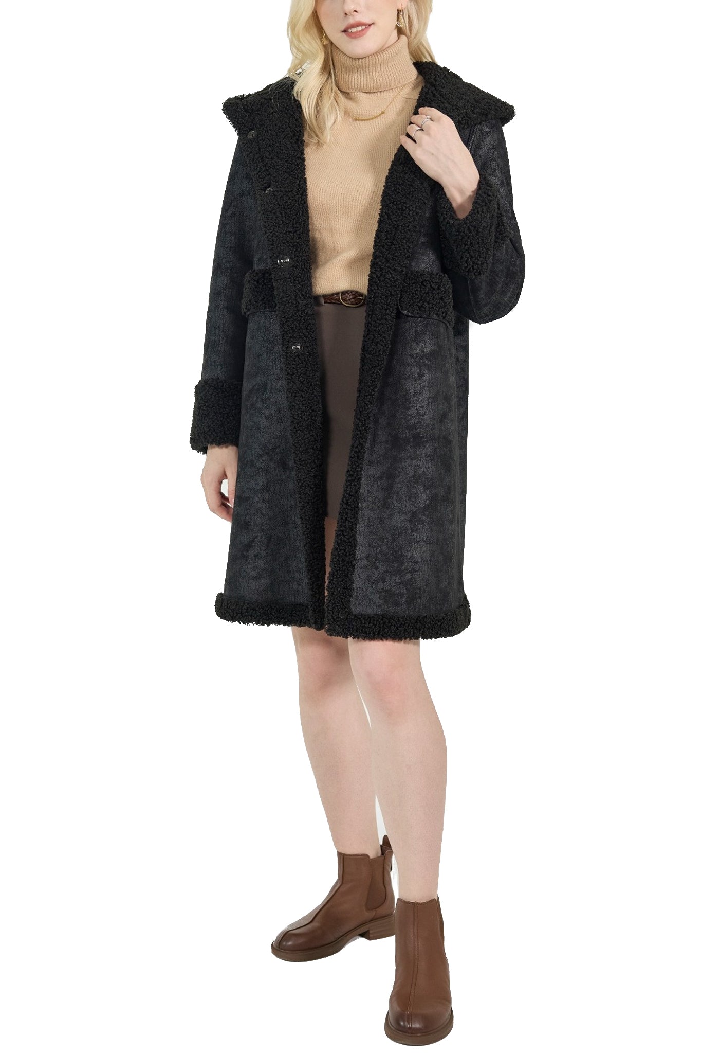Starlake - Reversible faux sherpa coat with hood