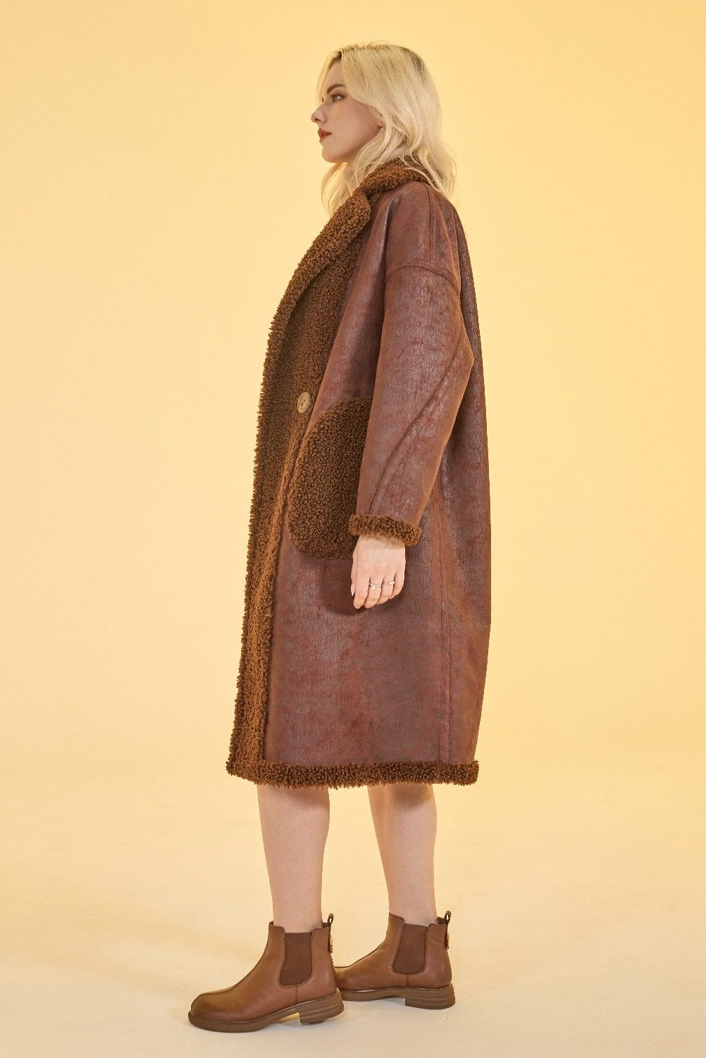 Birchwood - Reversible faux sherpa coat with notch collar