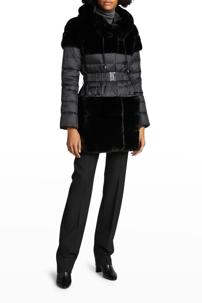 ERIKA - Faux Fur Belted Down Jacket