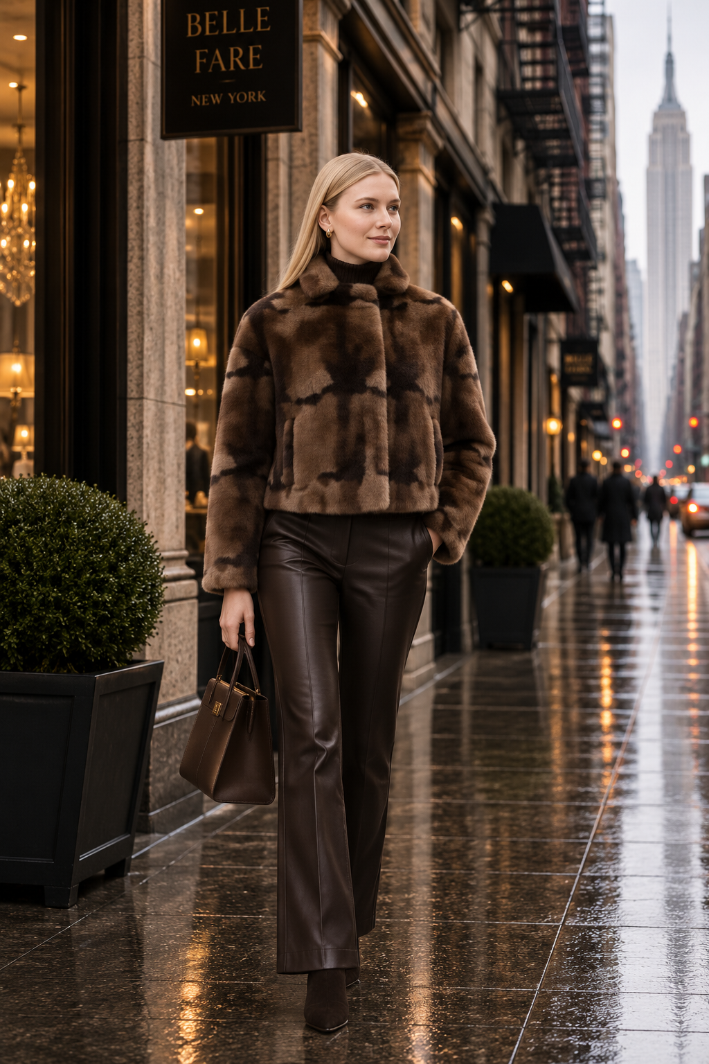 Interlaken- Short Faux Mink Camo Jacket