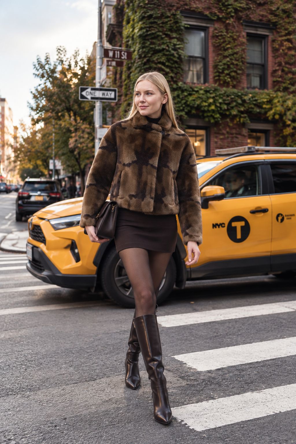 Interlaken- Short Faux Mink Camo Jacket