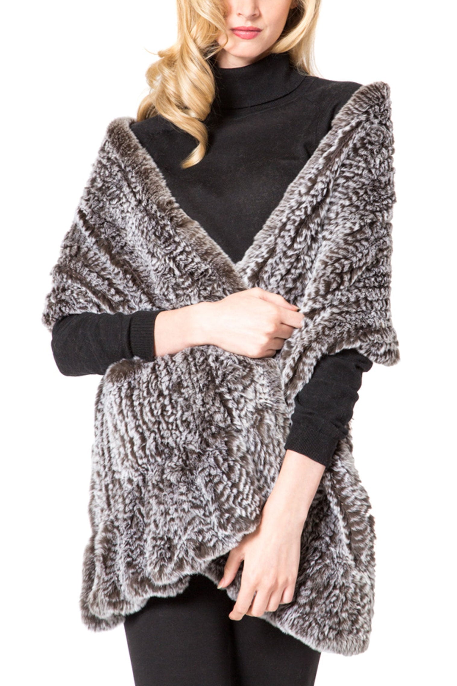 REGEN - Knitted Rex Rabbit Wrap with Pockets
