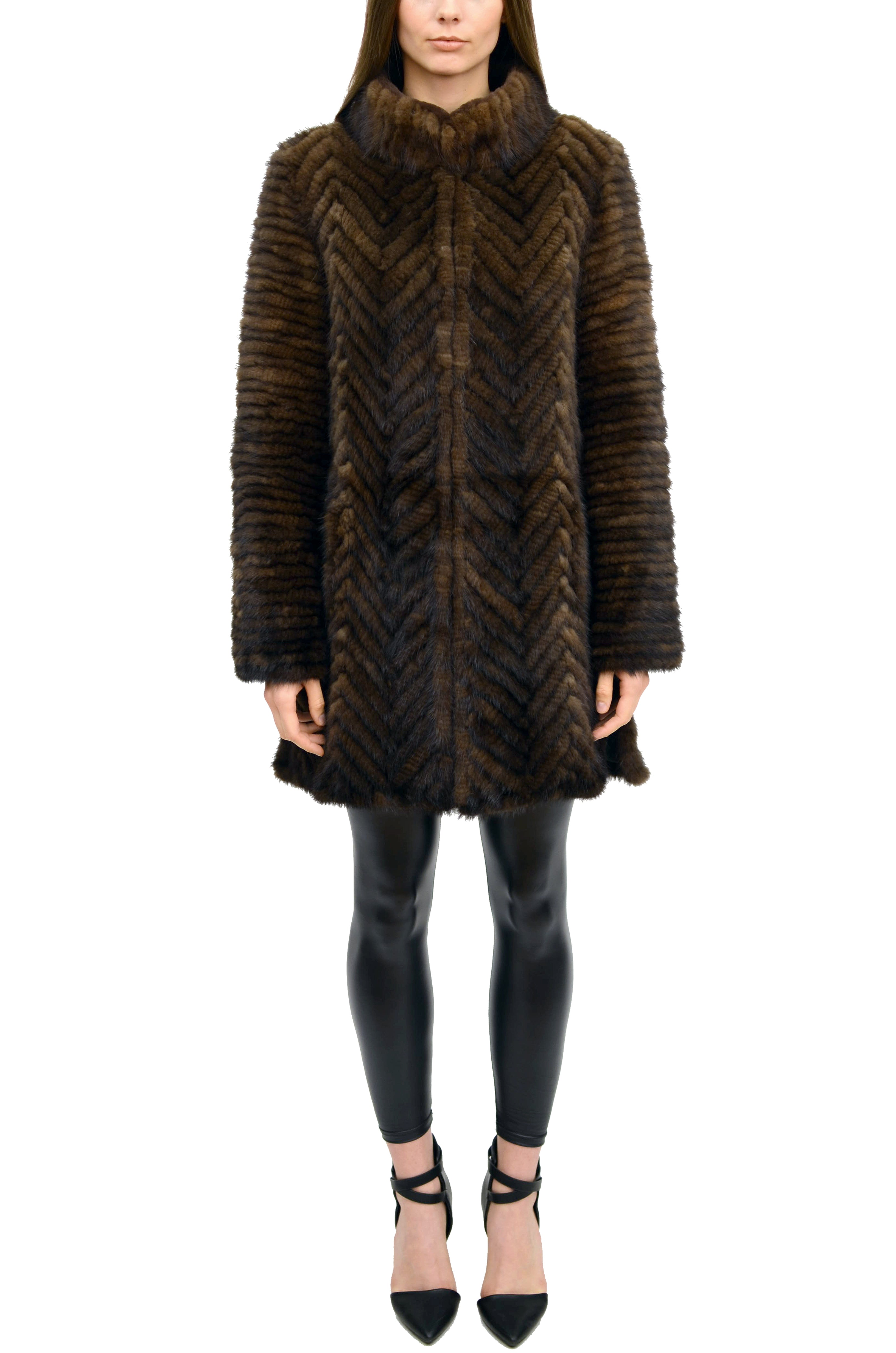 BLOOMSBURY - Layered Mink Jacket with Herringbone Pattern