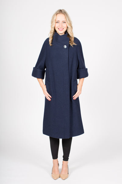Wool Blend Coat with 3/4 Sleeve