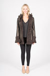 Reversible Shearling and Wool Coat with Belt