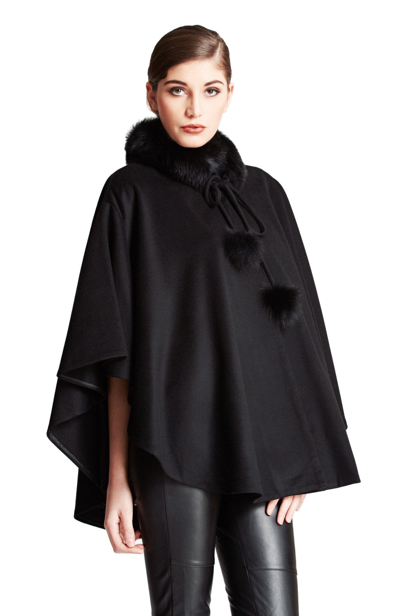 GERARD - Cashmere Blend Cape with Fox Fur