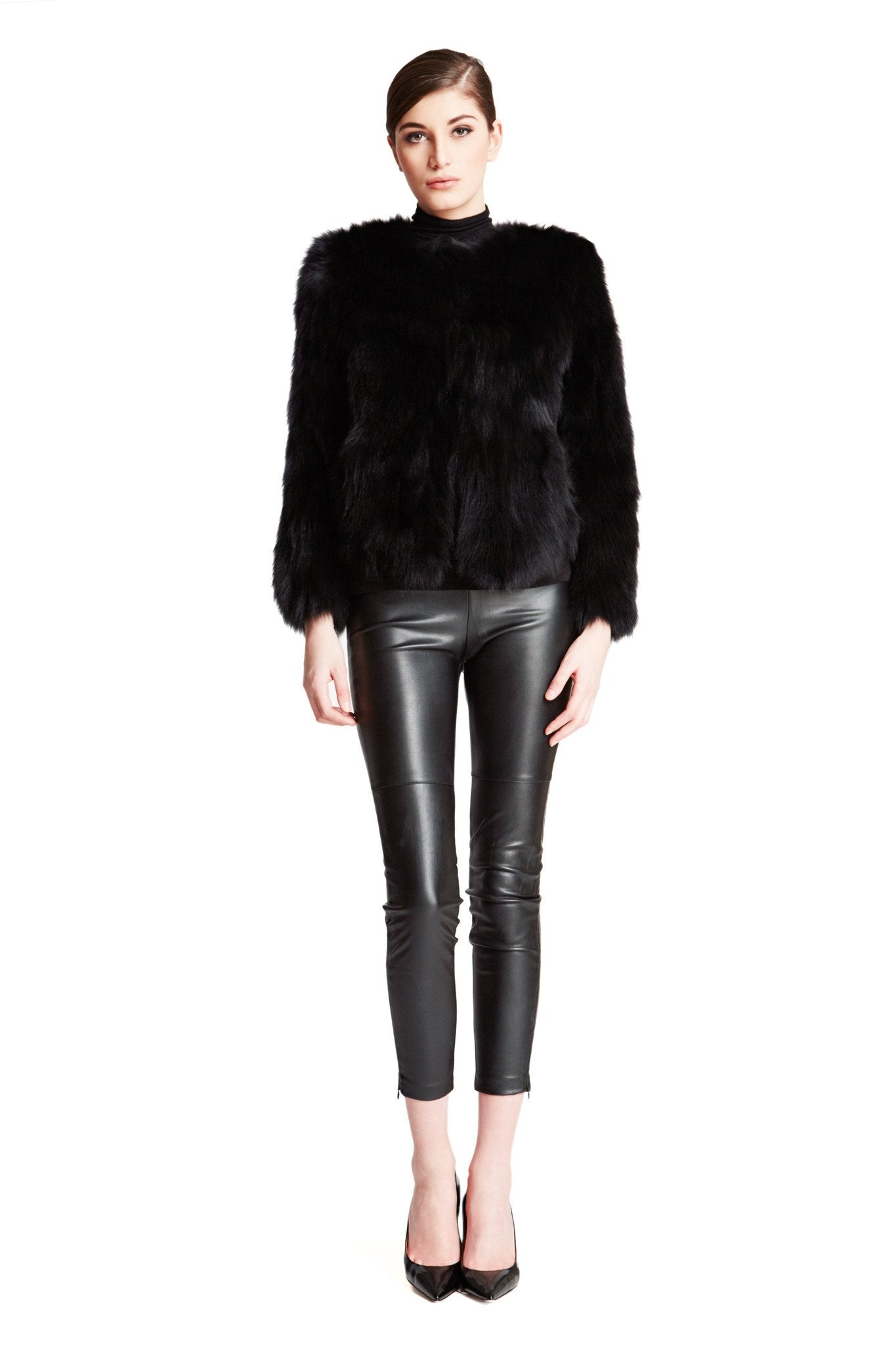 MIMI - Cropped Fur Coat with Color Blocks