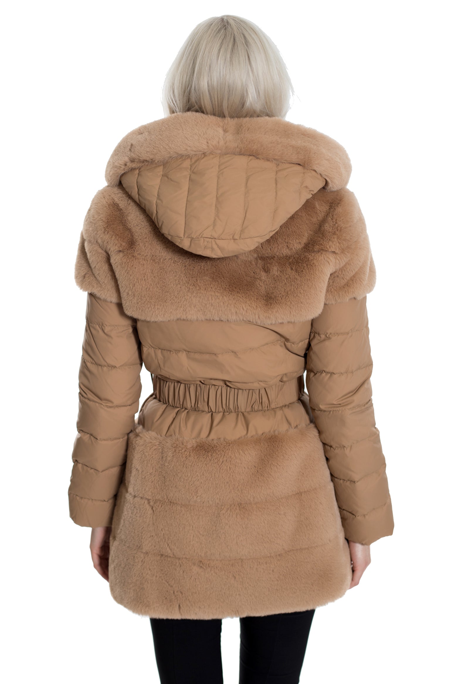 ERIKA - Faux Fur Belted Down Jacket